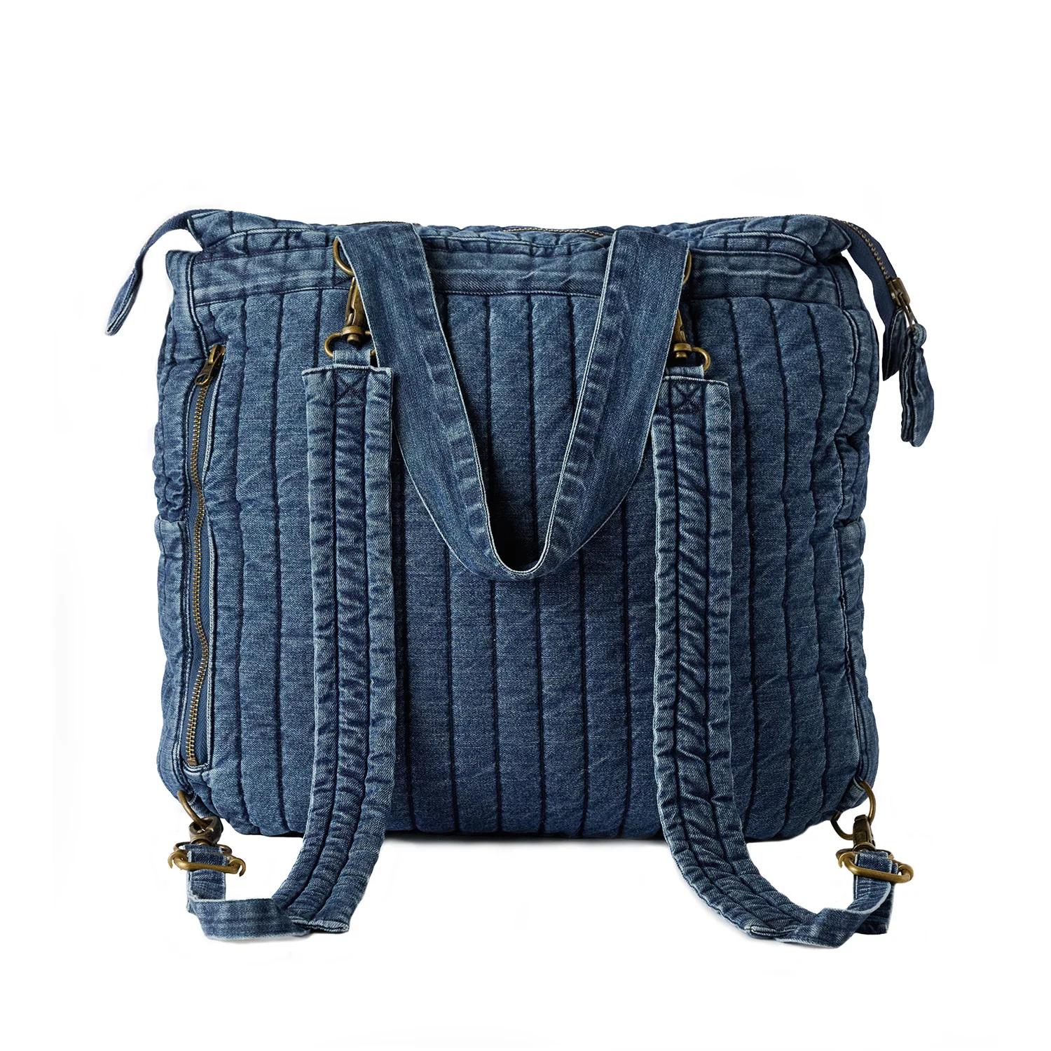 Denim Convertible Diaper Bag - Vintage Wash - Image 3