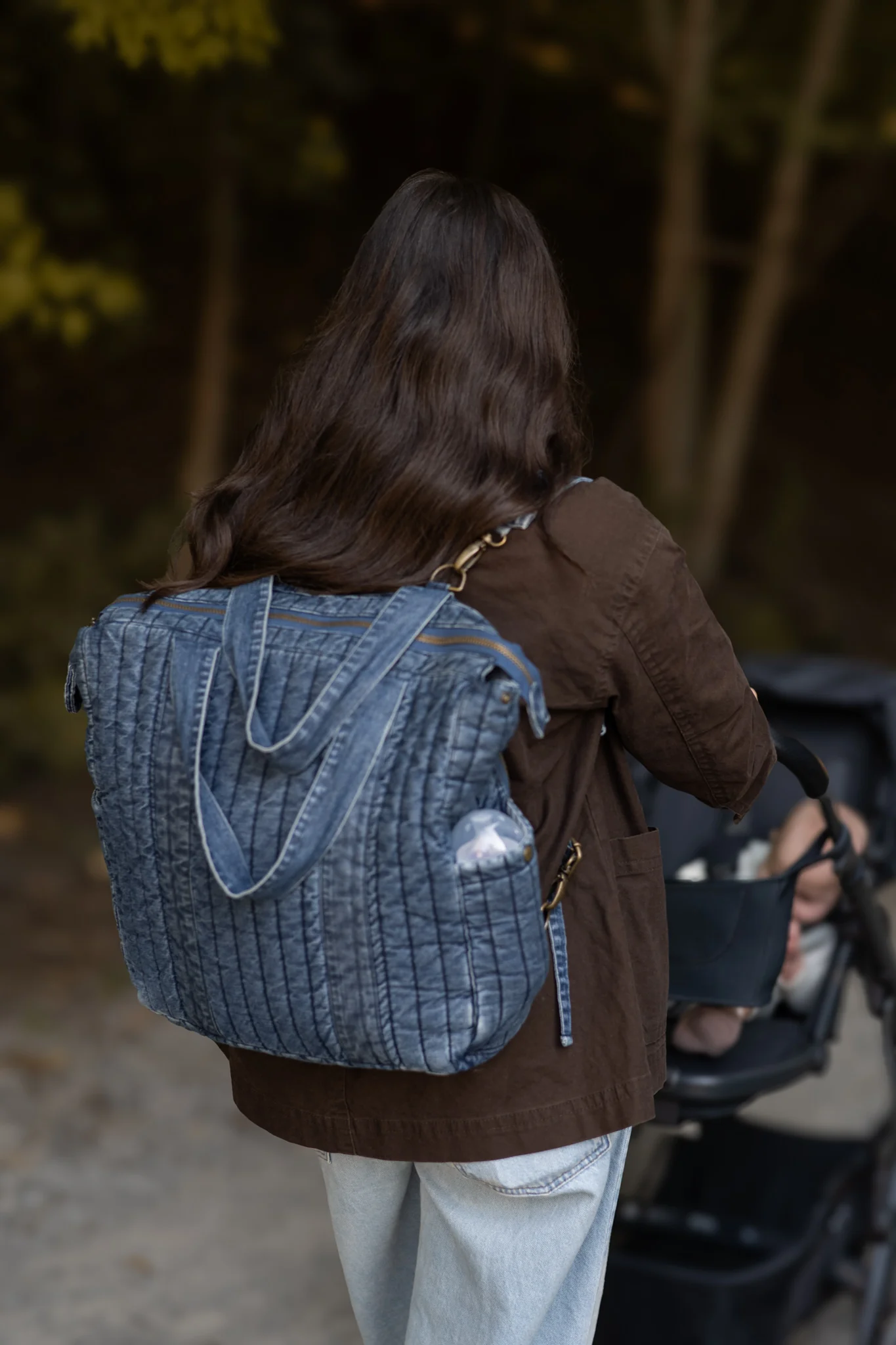 Denim Convertible Diaper Bag - Vintage Wash - Image 4