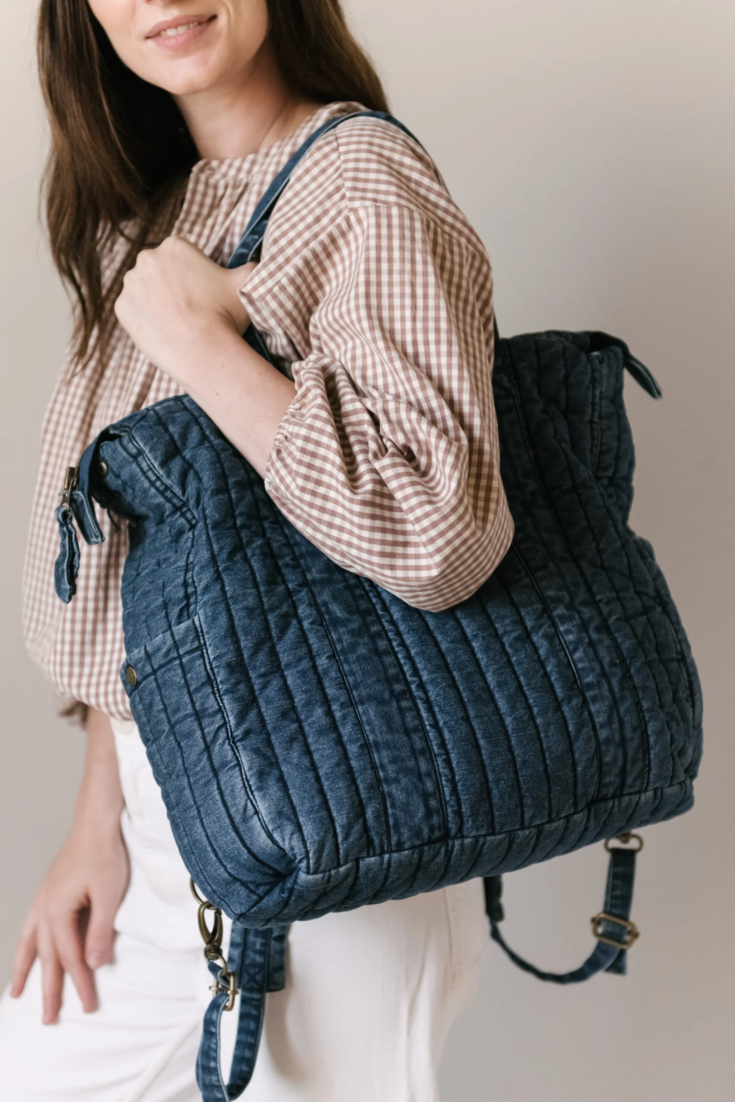 Denim Convertible Diaper Bag - Vintage Wash - Image 7