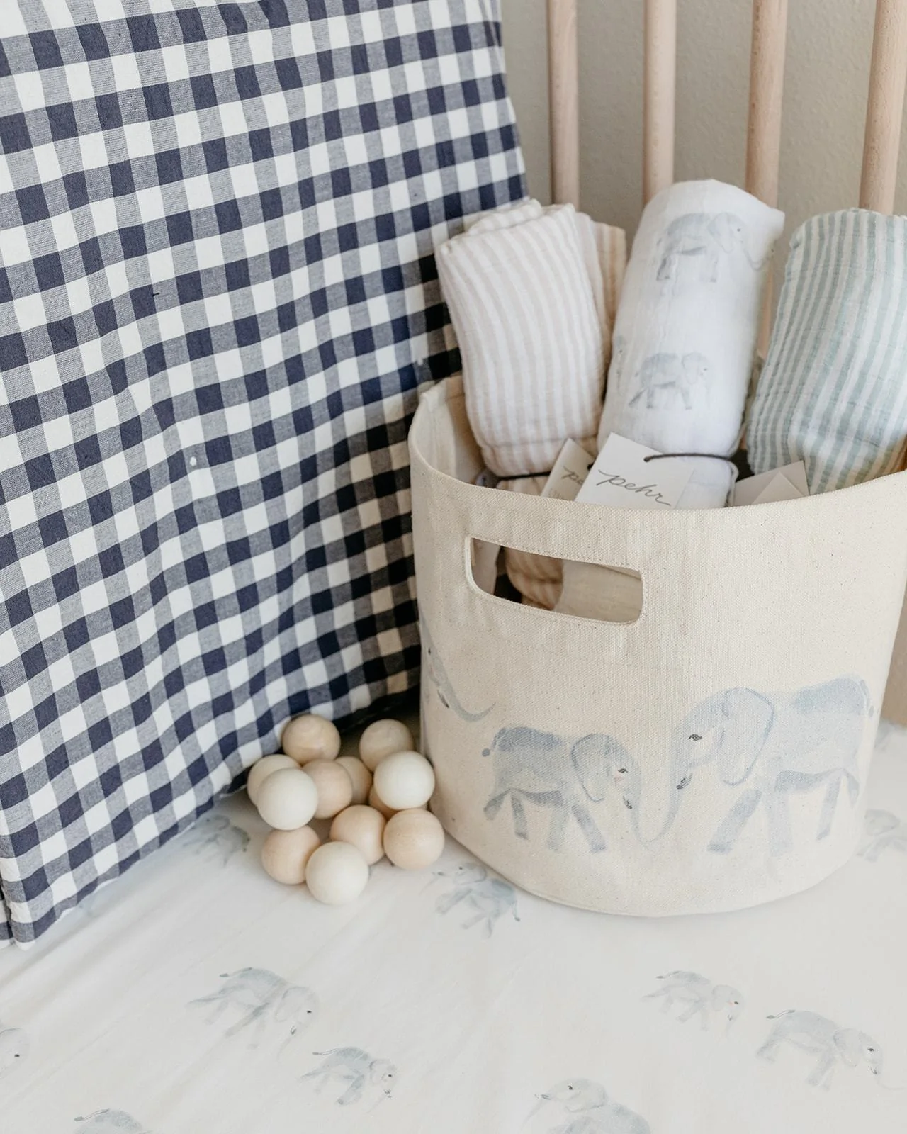 Organic Cotton Muslin Follow Me Swaddle - Follow Me Elephant - Image 3