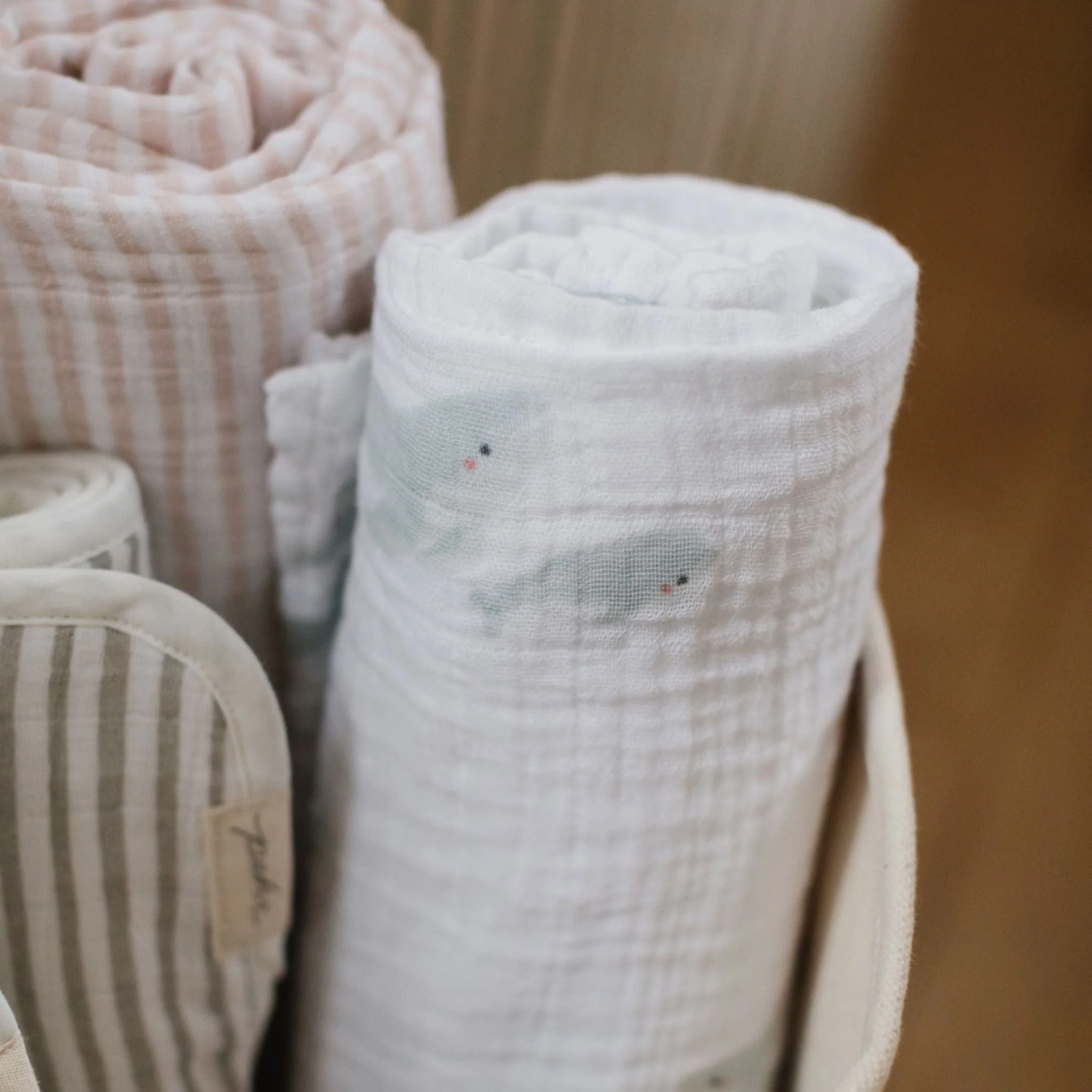 Organic Cotton Muslin Follow Me Swaddle - Follow Me Whale - Image 3