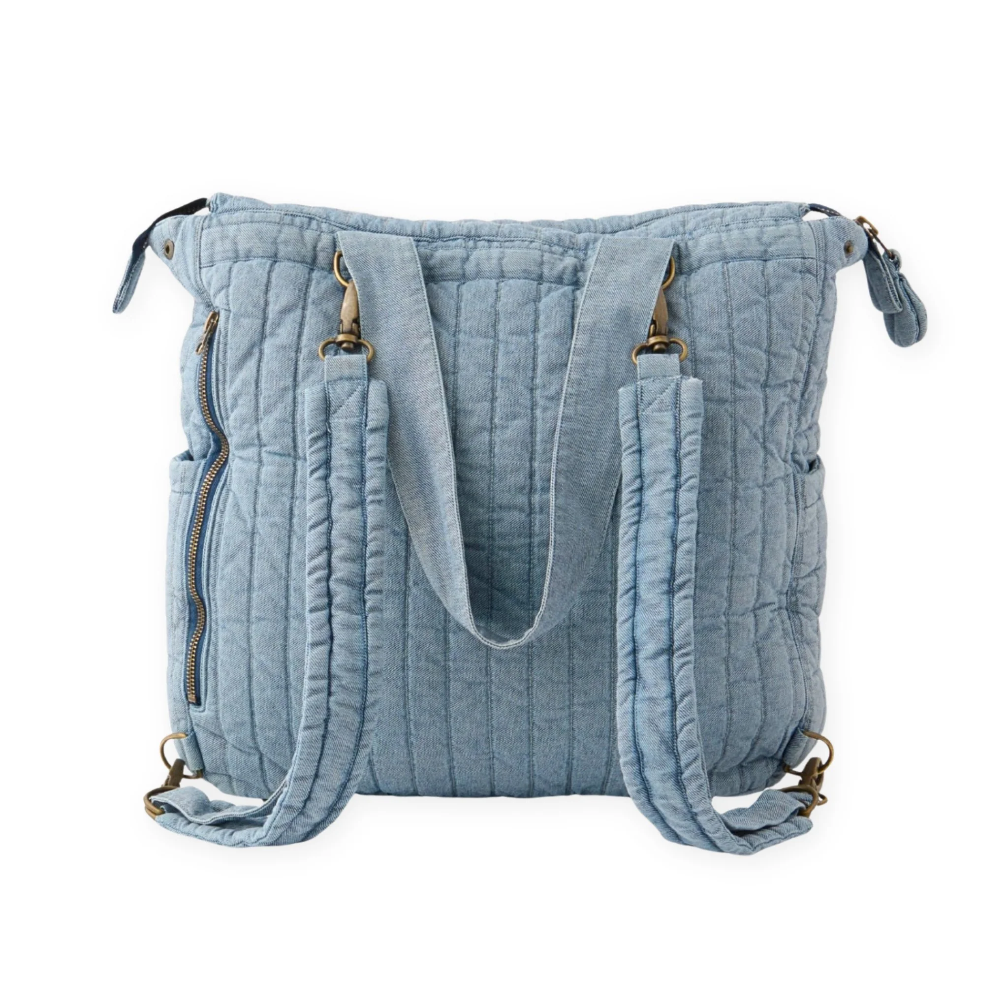 Denim Convertible Diaper Bag - Soft Indigo - Image 2