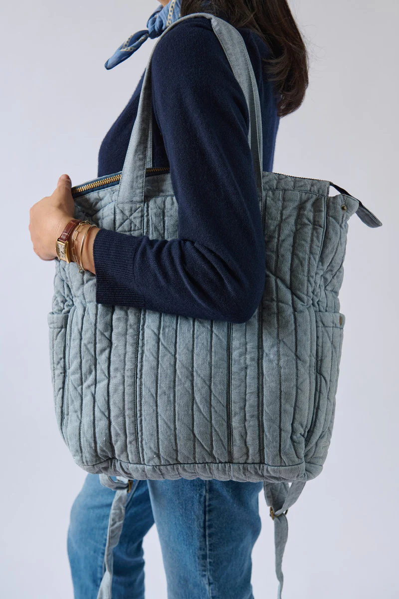 Denim Convertible Diaper Bag - Soft Indigo - Image 5