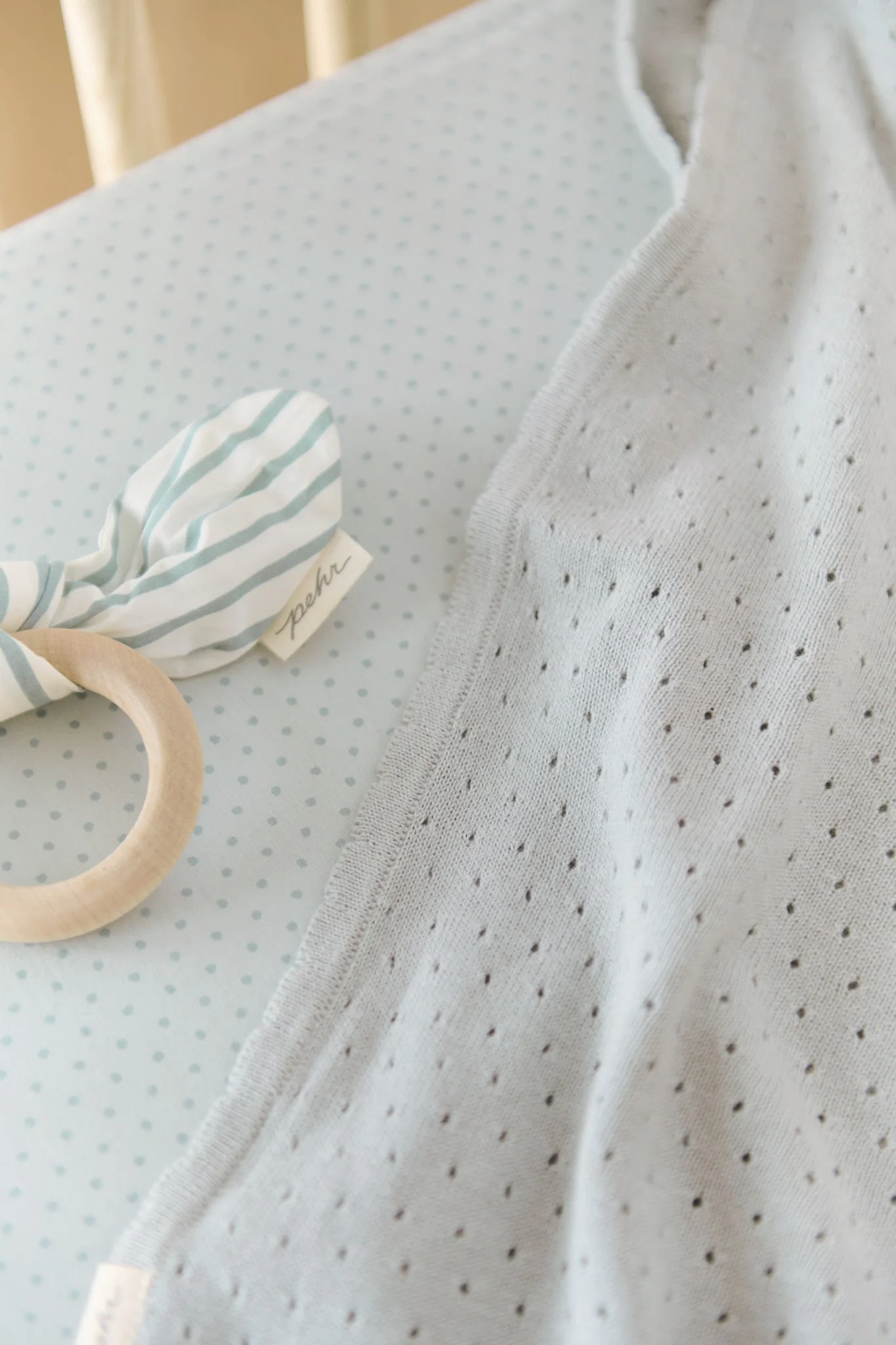 Pointelle Knit Blanket - Soft Sea - Image 4