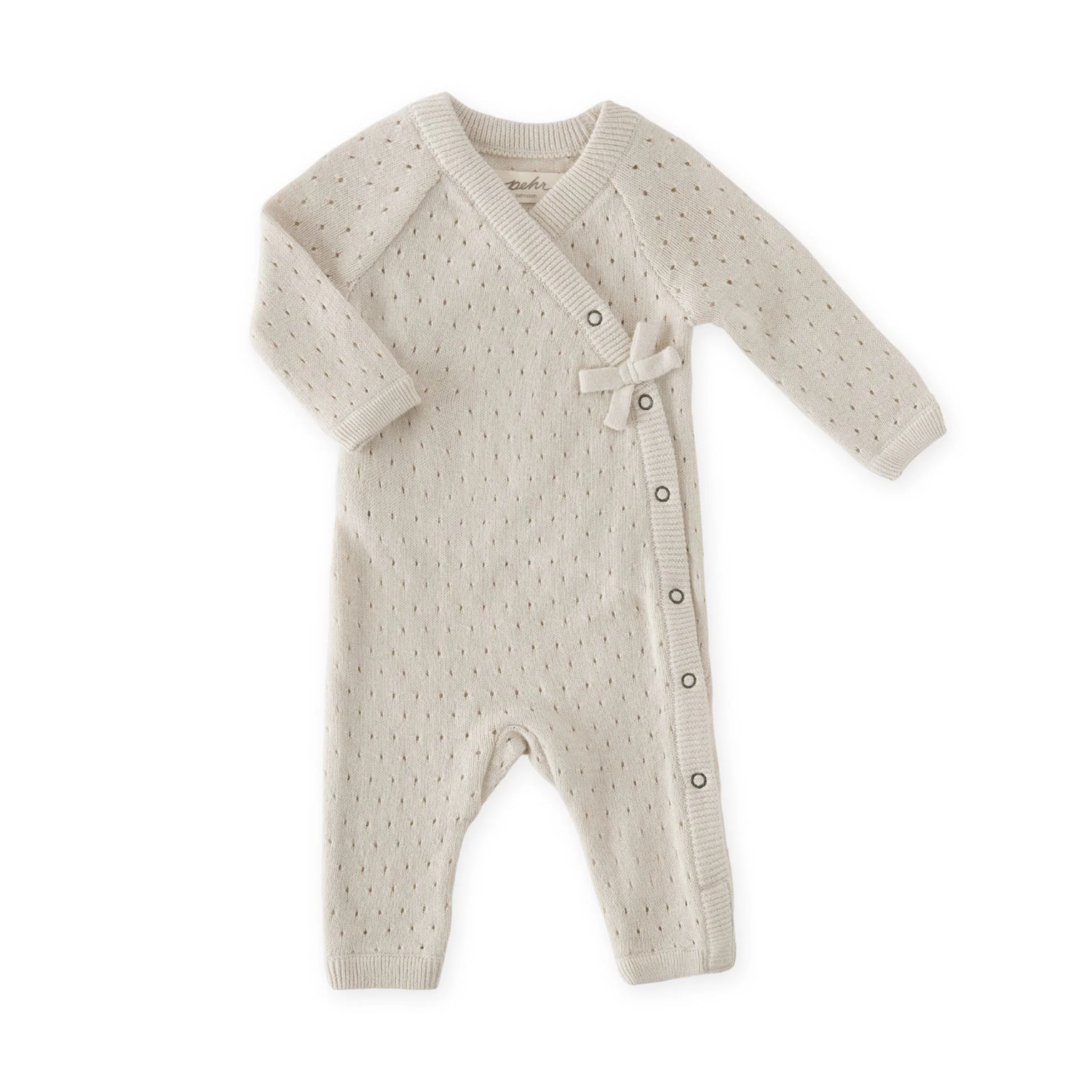 Pointelle Knit Kimono Romper - Natural - Image 2