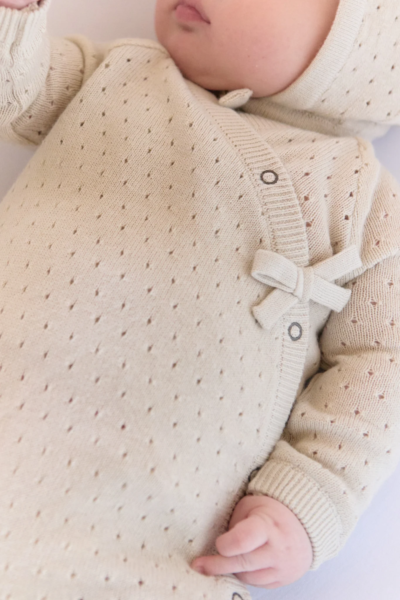 Pointelle Knit Kimono Romper - Natural - Image 7