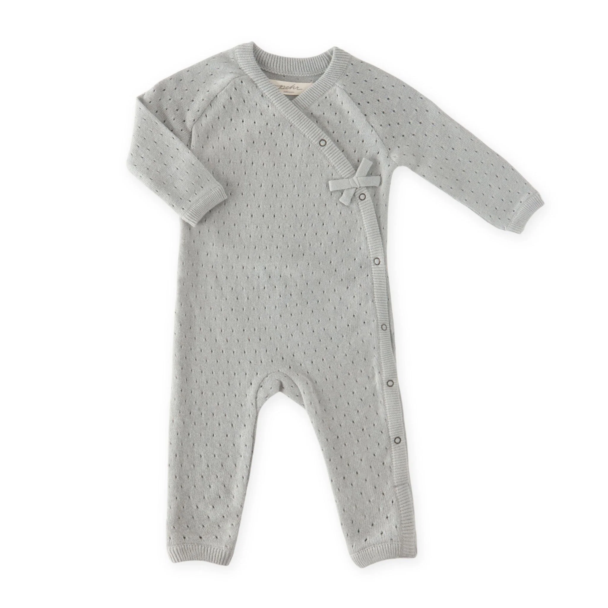 Pointelle Knit Kimono Romper - Soft Sea - Image 4
