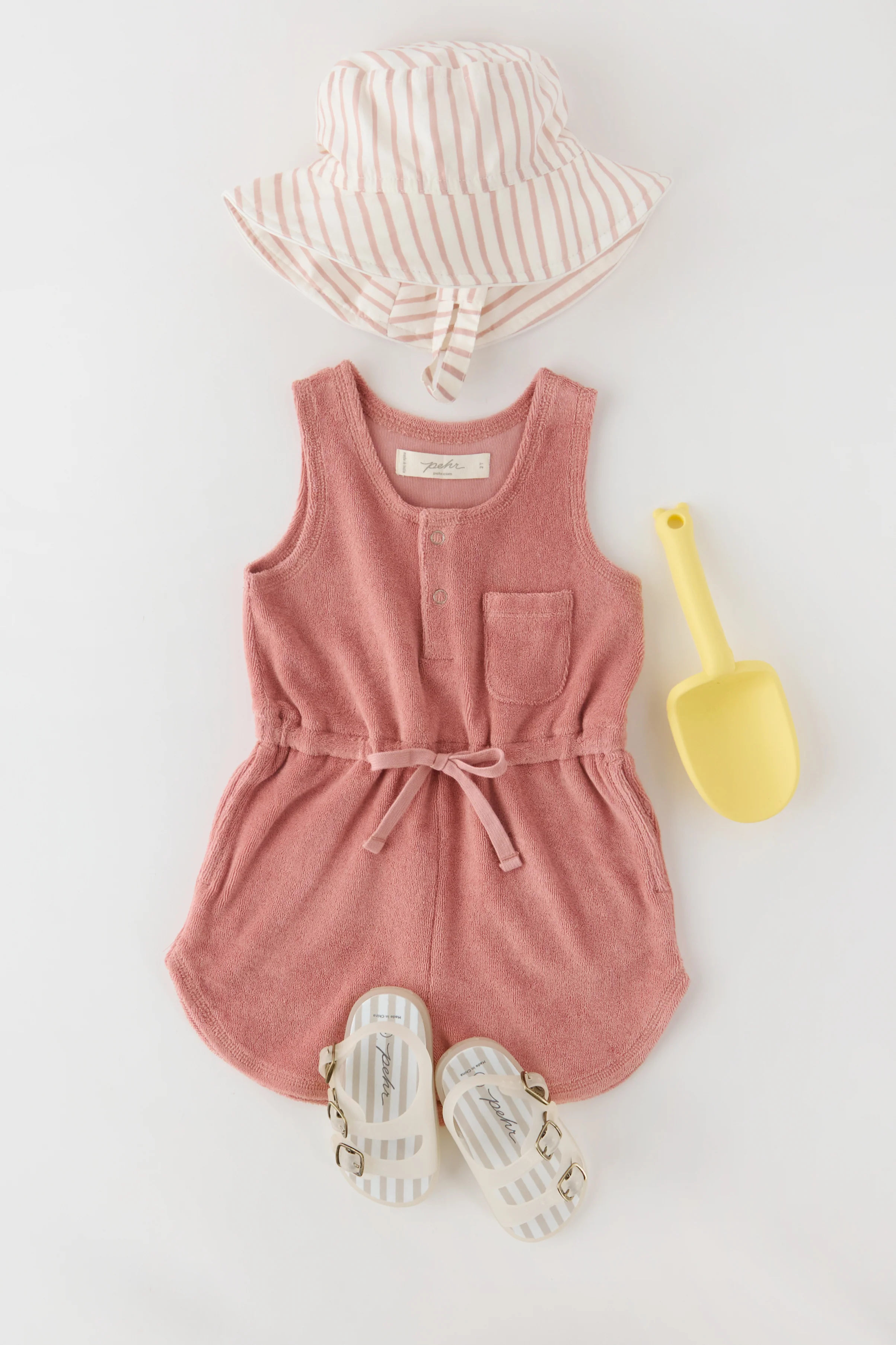 Classic Terry Drawstring Romper - Shell - Image 5