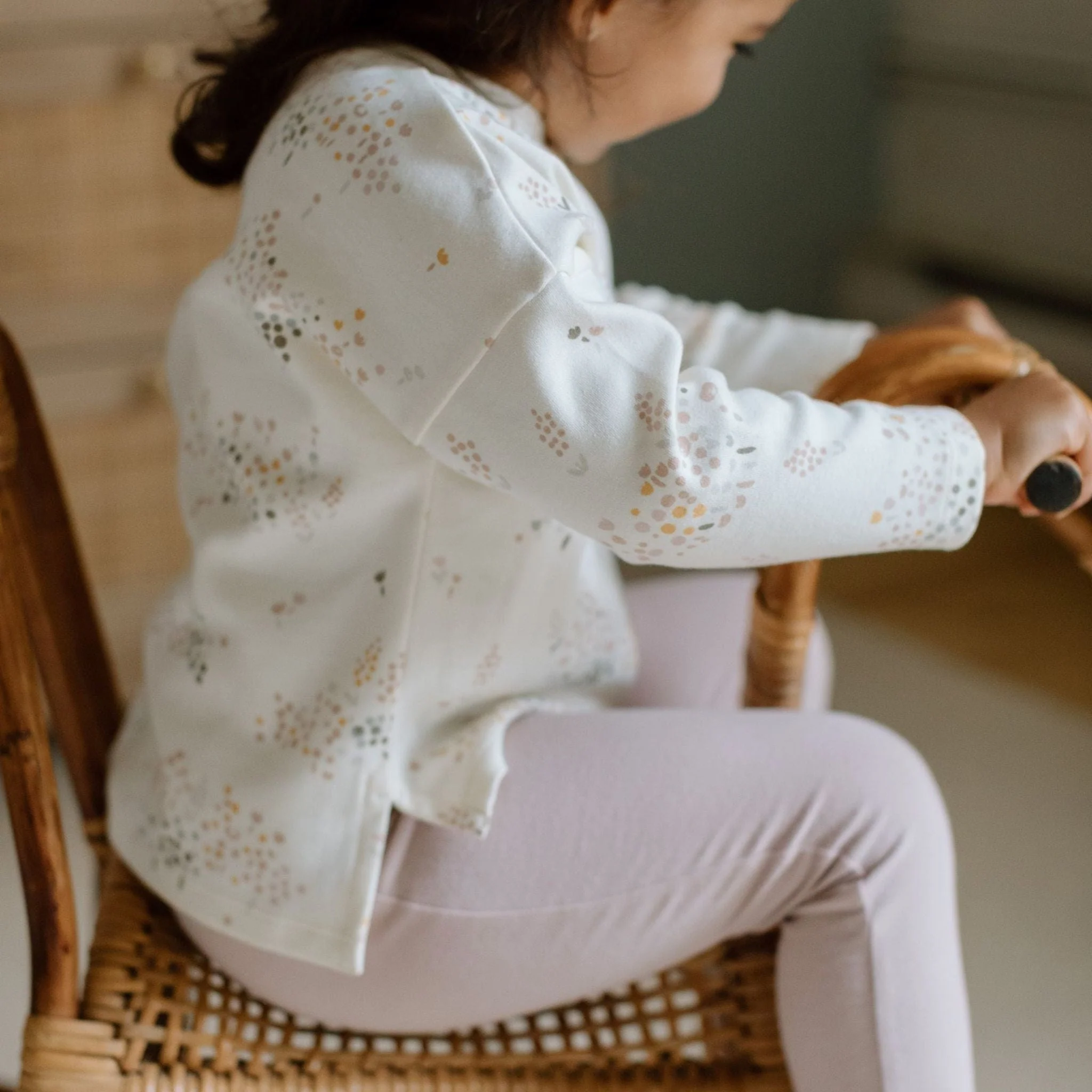 Dropped Shoulder Long Sleeve Top - Flower Patch - Image 3