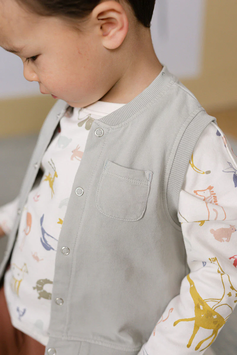 French Terry Patch Pocket Vest - Soft Sea - Image 3