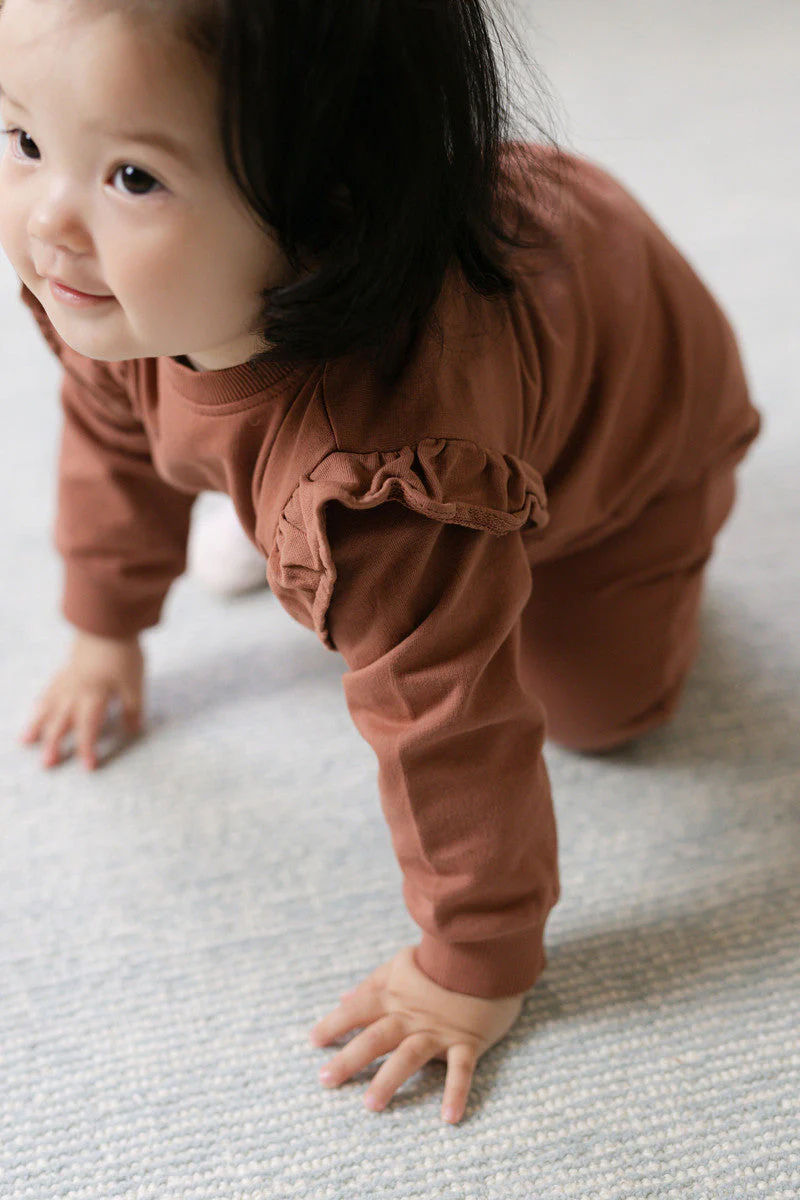 French Terry Baby Ruffle Sweatshirt - Clay - Image 2
