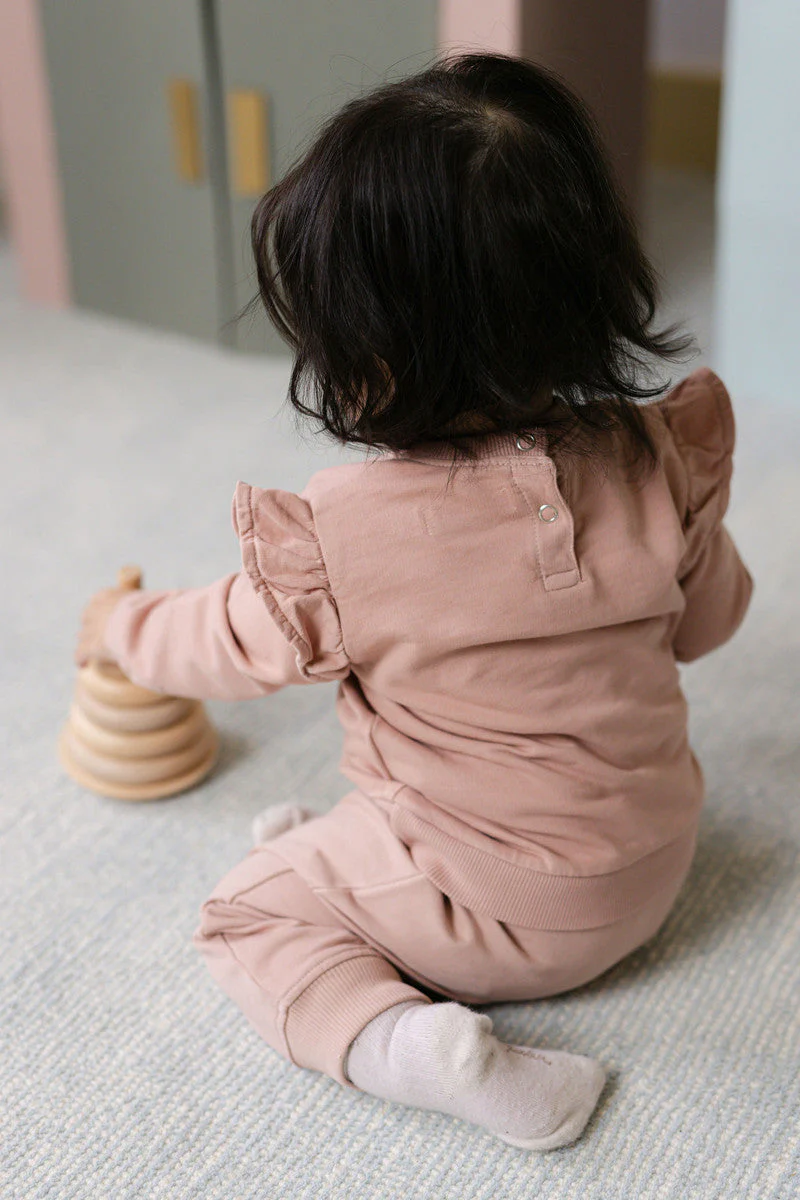French Terry Baby Ruffle Sweatshirt - Soft Peony - Image 4