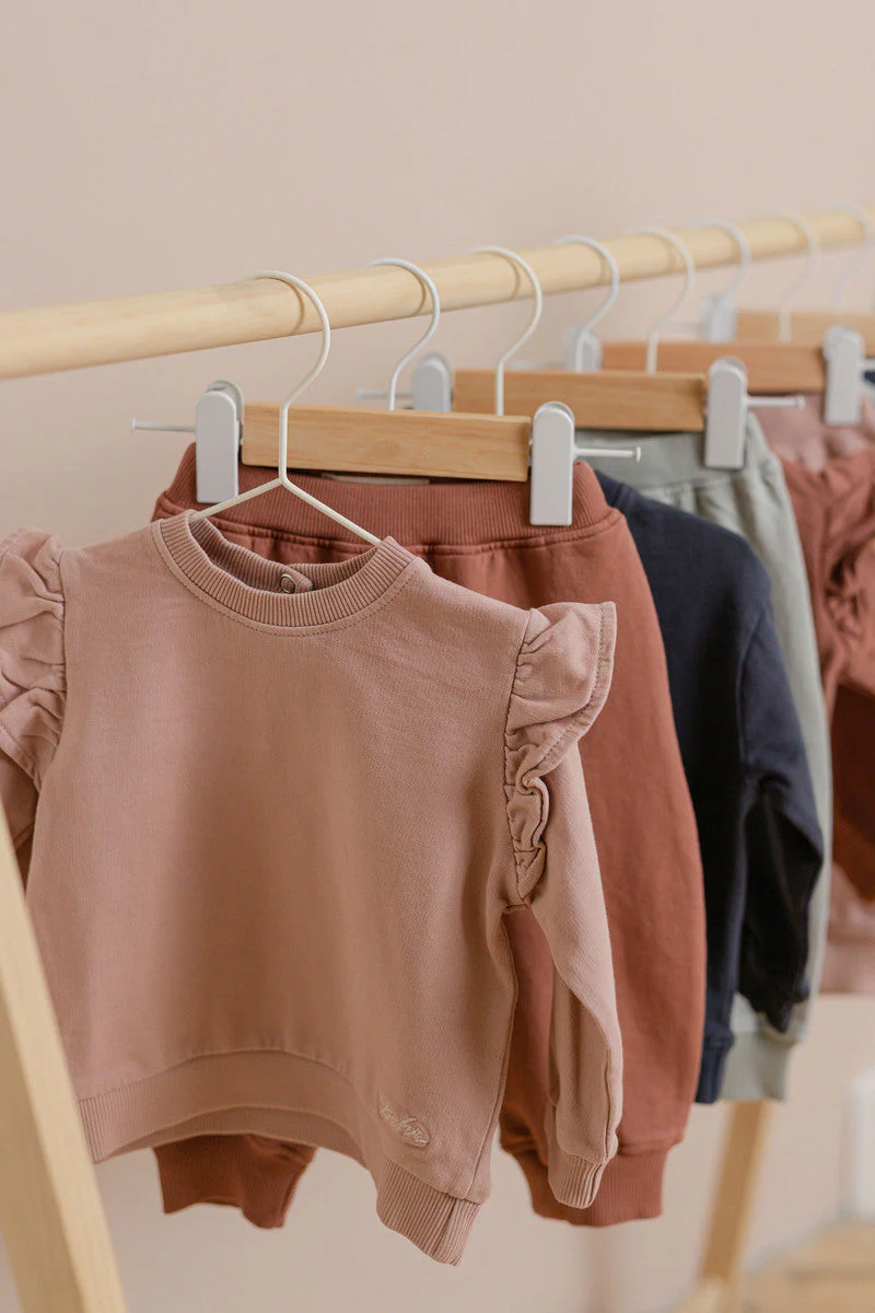 French Terry Baby Ruffle Sweatshirt - Soft Peony - Image 5
