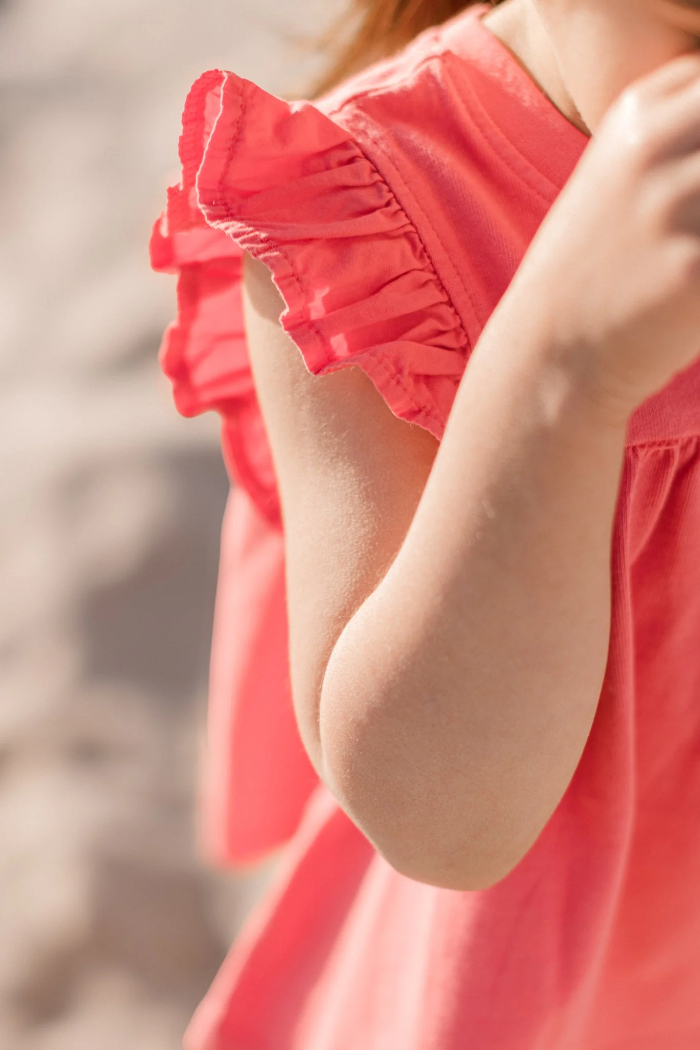 Garment Dye Ruffle T-Shirt - Raspberry - Image 3