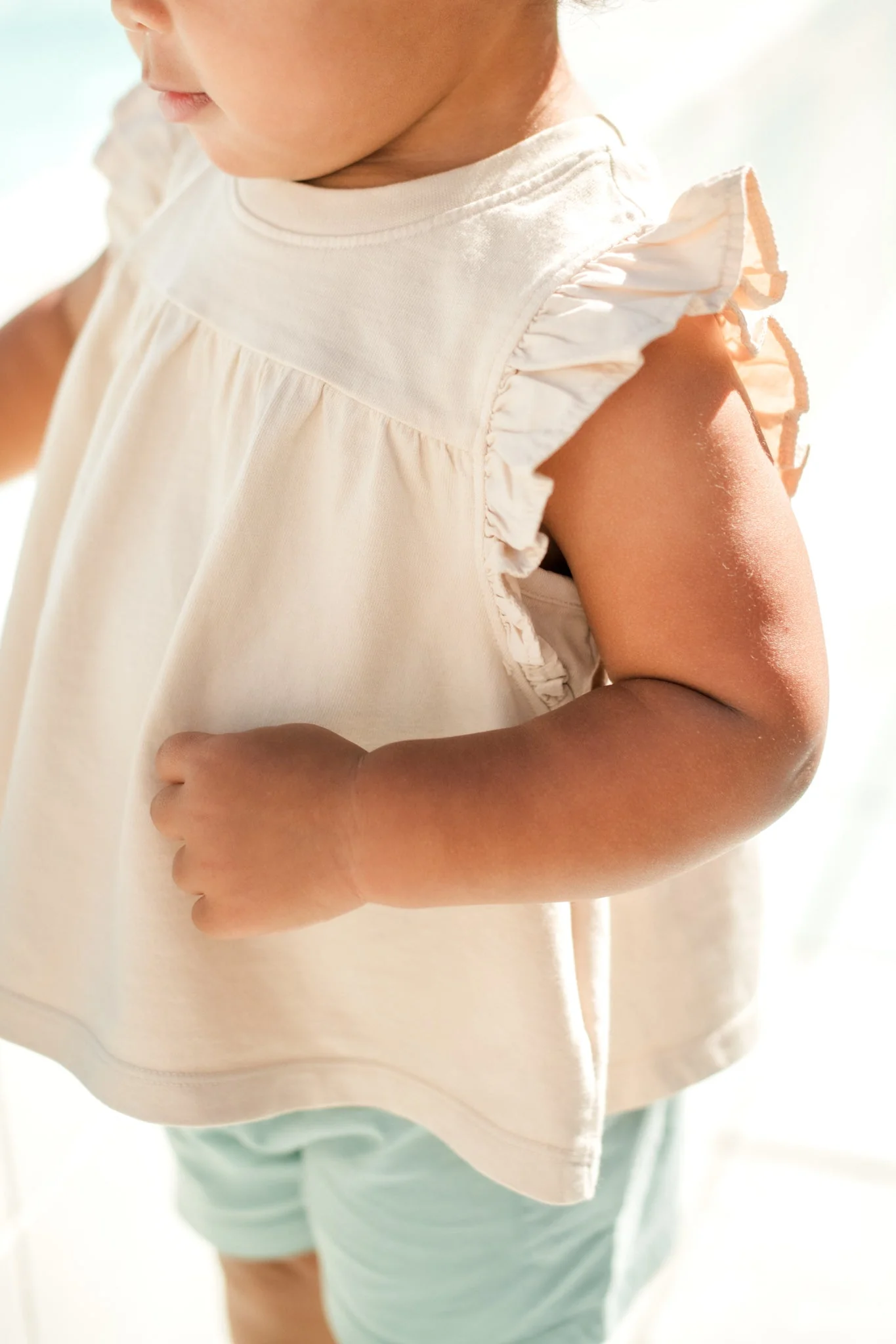 Garment Dye Ruffle T-Shirt - Sand - Image 2