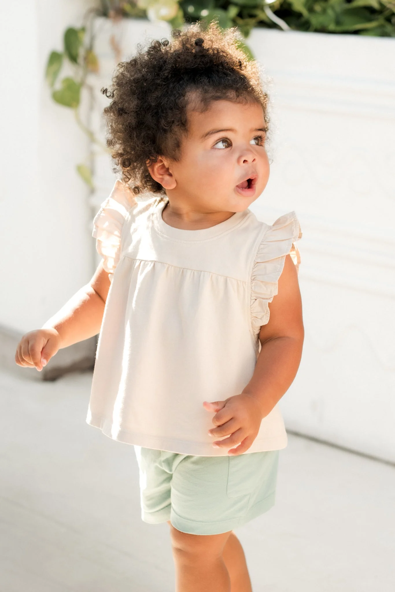 Garment Dye Ruffle T-Shirt - Sand - Image 4