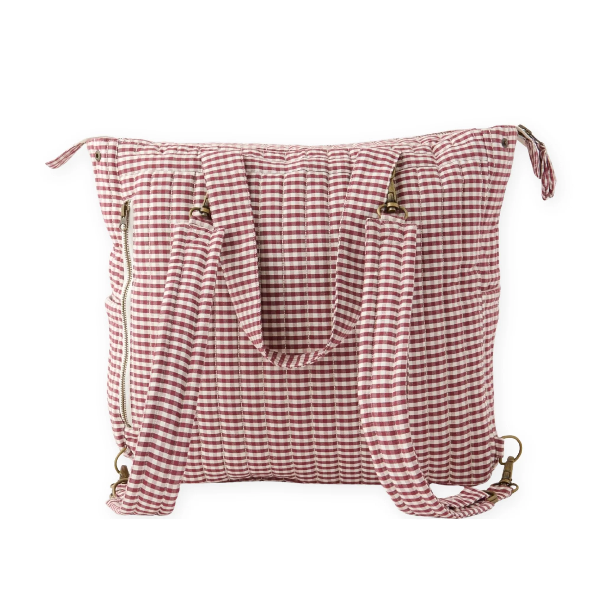 Gingham Convertible Diaper Bag - Mulberry - Image 2