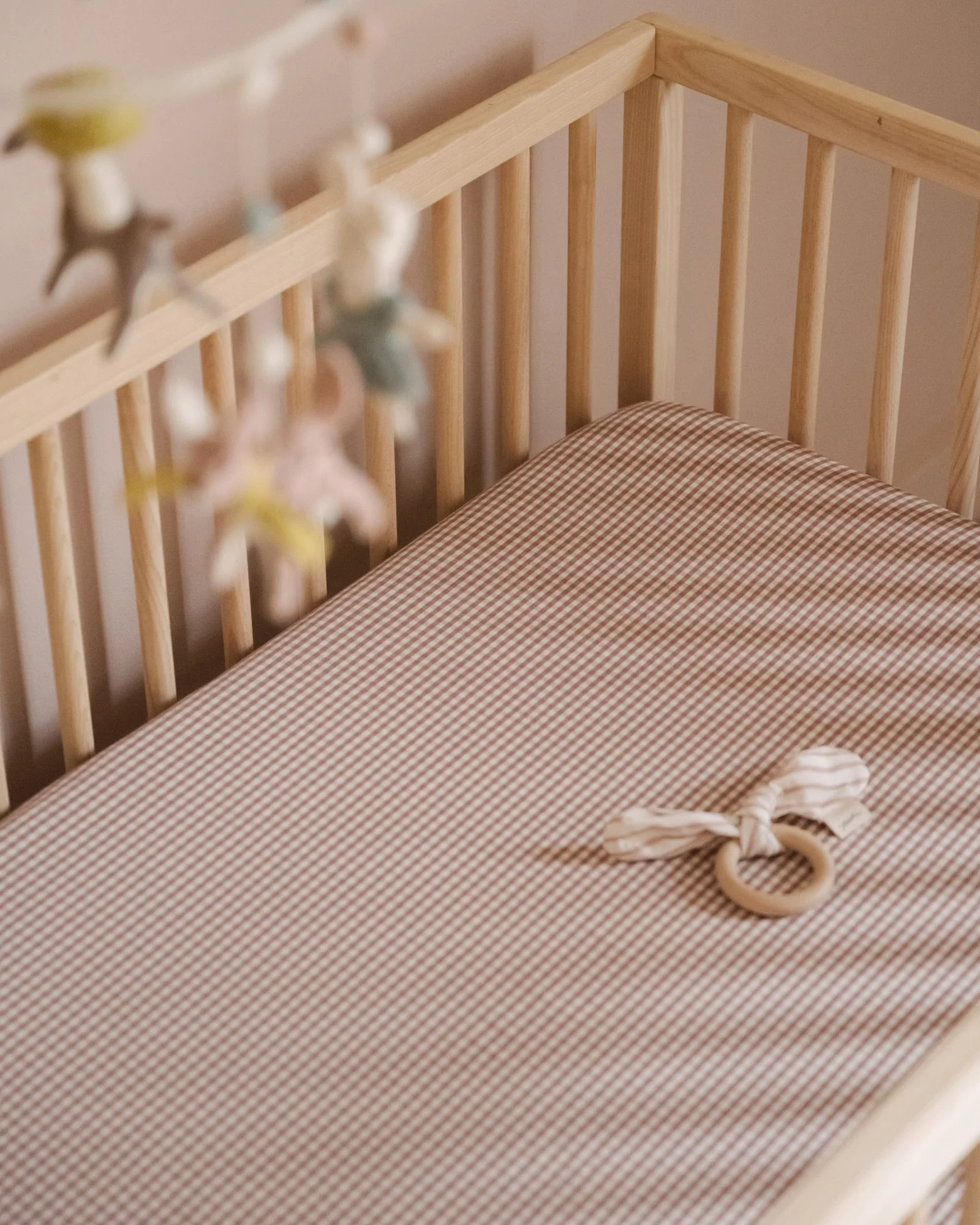 Gingham Crib Sheet - Thistle - Image 3