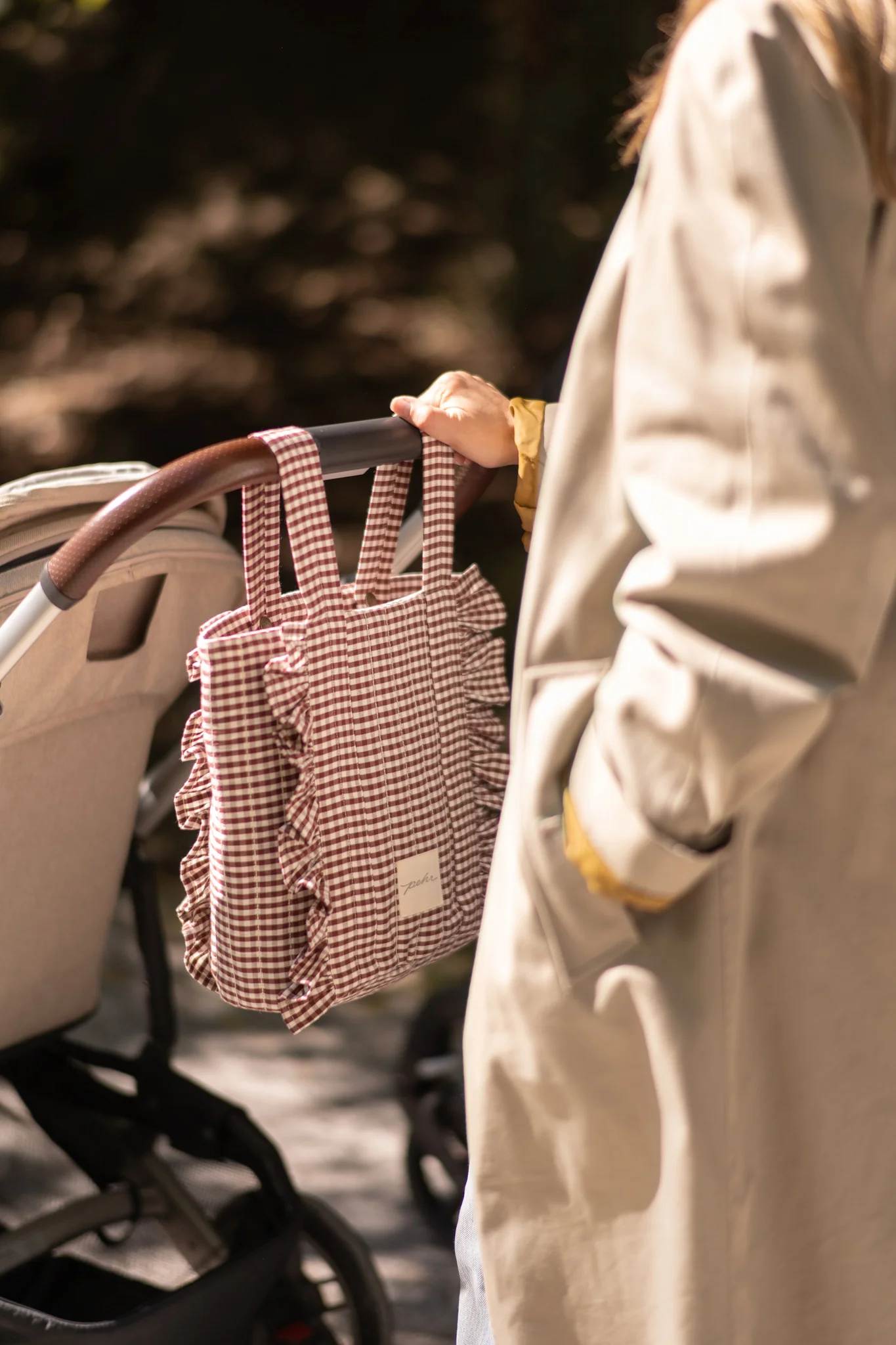 Gingham Stroller Bag - Mulberry - Image 7