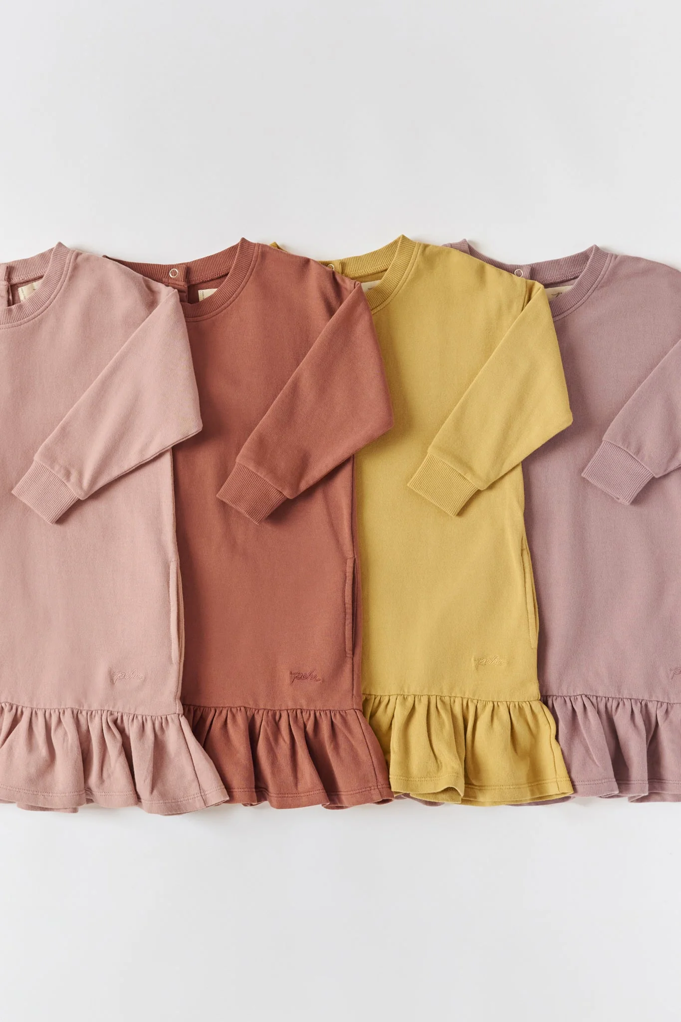 French Terry Kids Ruffle Hem Dress - Clay - Image 3