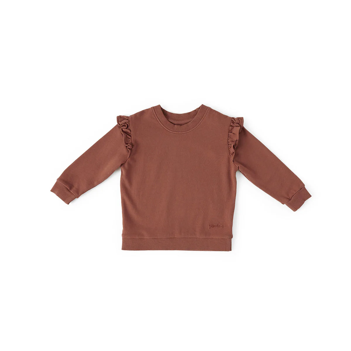 French Terry Kids Ruffle Sweatshirt - Clay