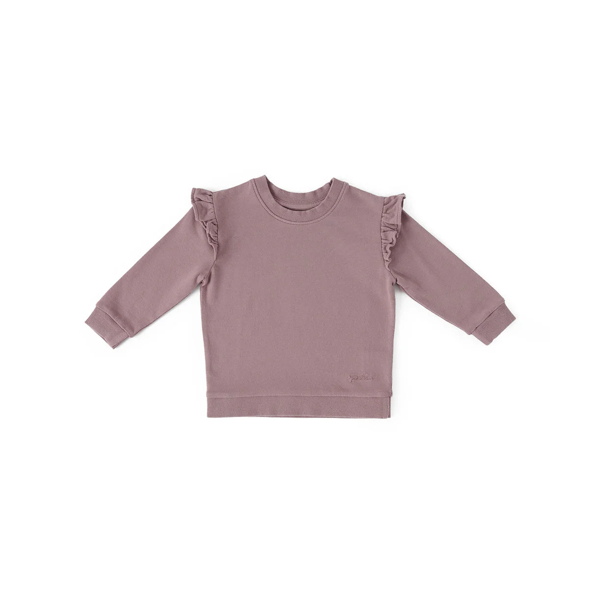 French Terry Kids Ruffle Sweatshirt - Plum