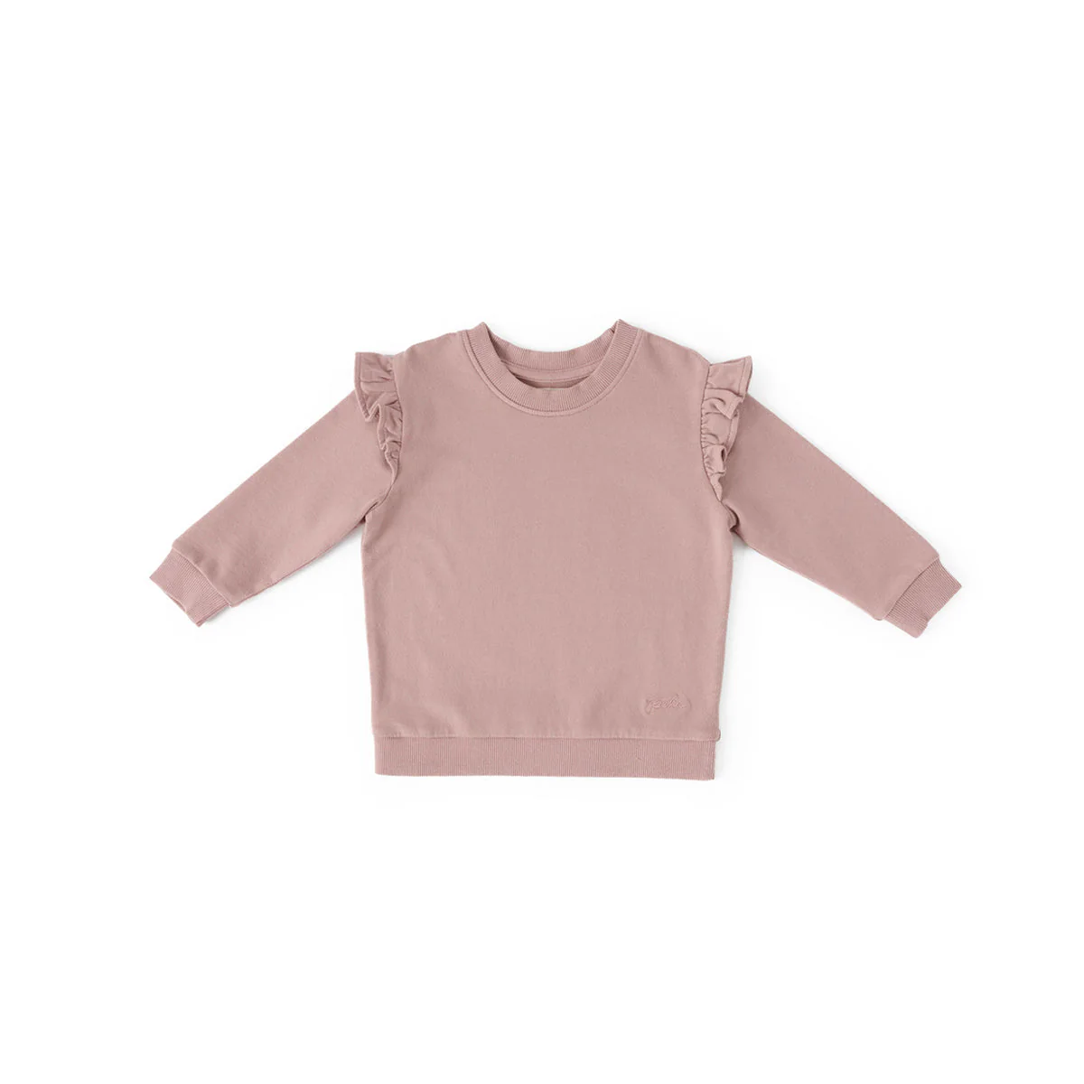 French Terry Kids Ruffle Sweatshirt - Soft Peony