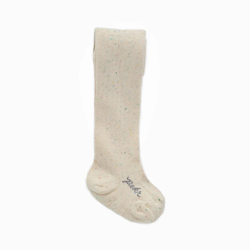 Kids Sprinkle Ribbed Tights - Vanilla