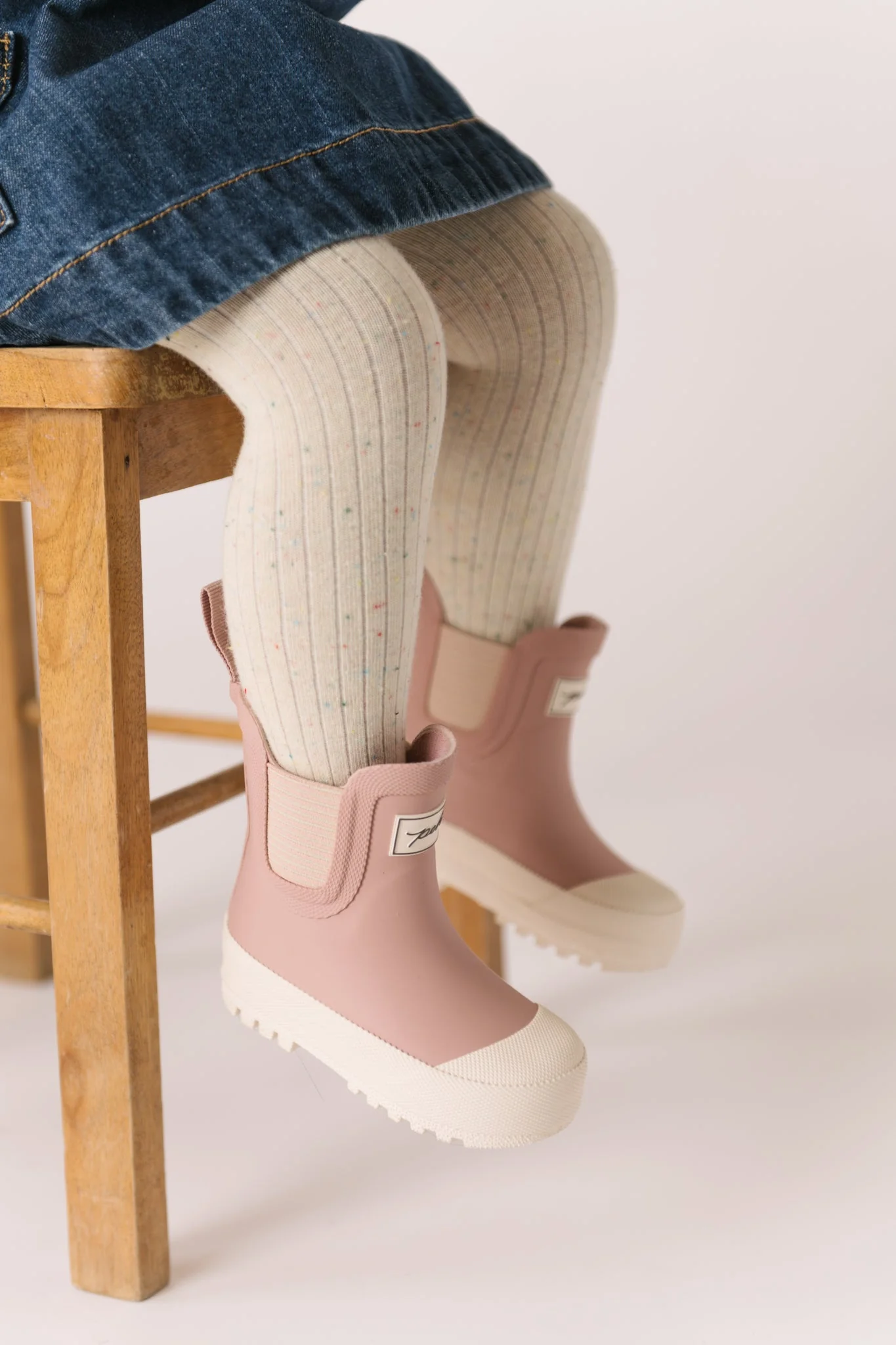 Kids Sprinkle Ribbed Tights - Vanilla - Image 2