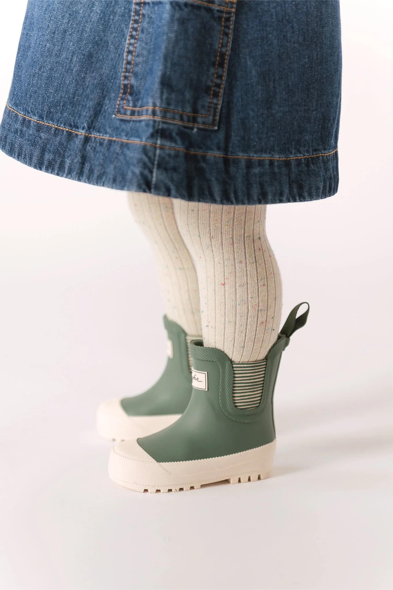 Kids Sprinkle Ribbed Tights - Vanilla - Image 3