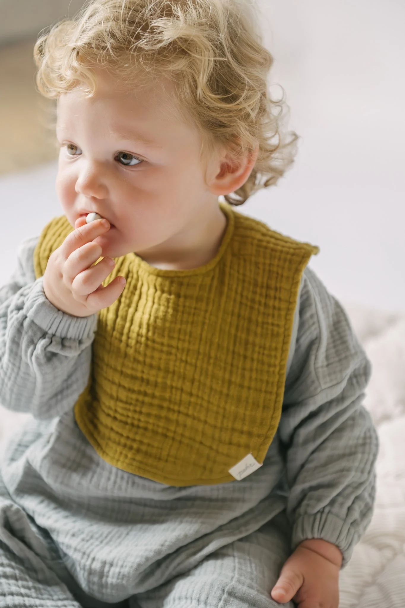 Muslin Bib Set of 2 - Dijon & Puddle - Image 5