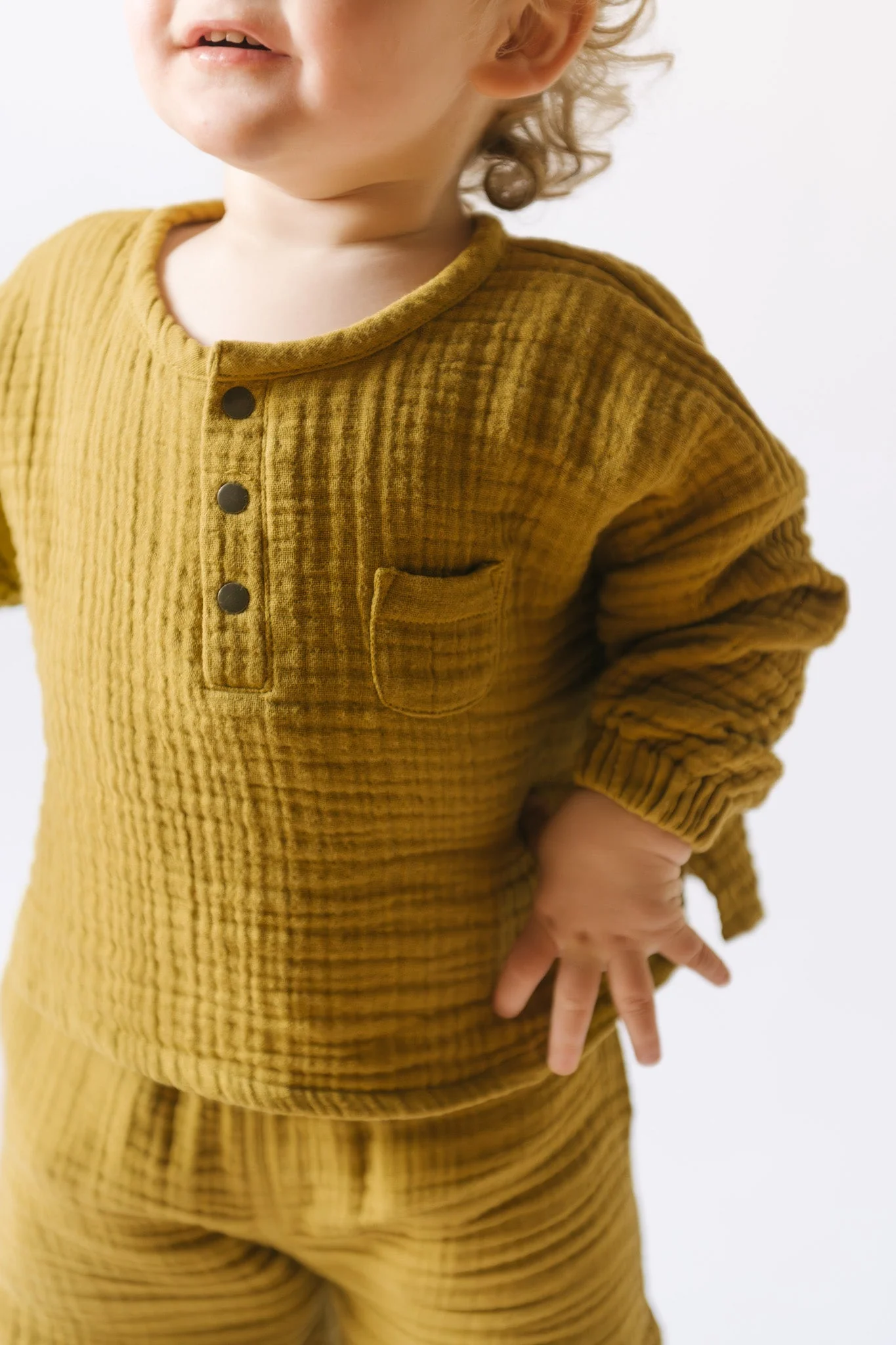 Muslin Long Sleeve Toddler Top - Dijon - Image 3