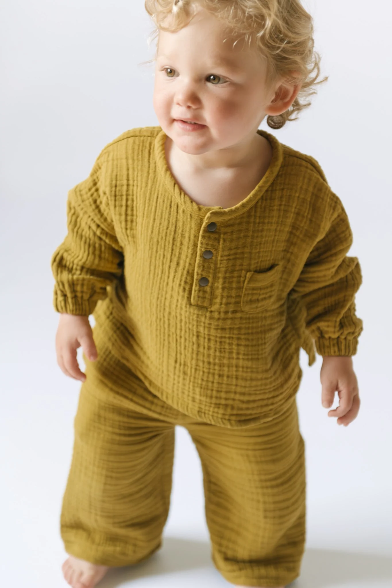 Muslin Long Sleeve Toddler Top - Dijon - Image 5