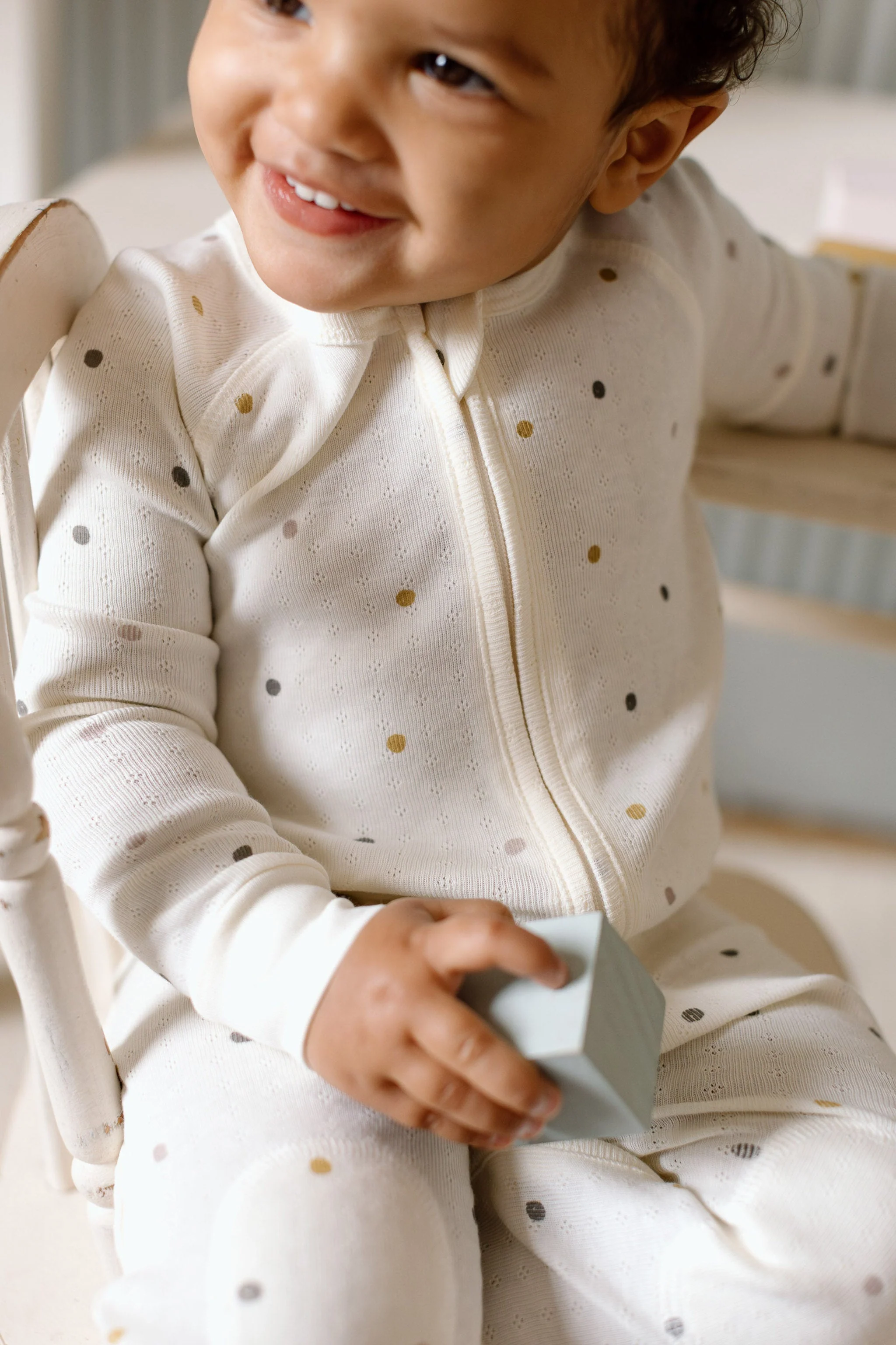 Pointelle Footless Sleeper - Polka Dotty - Image 2