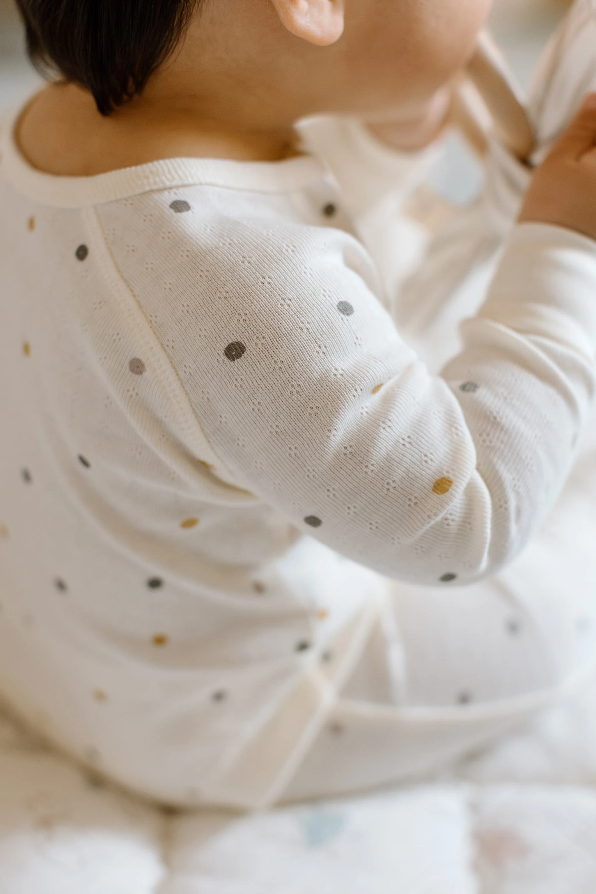 Pointelle Baby Sleeper - Polka Dotty - Image 2