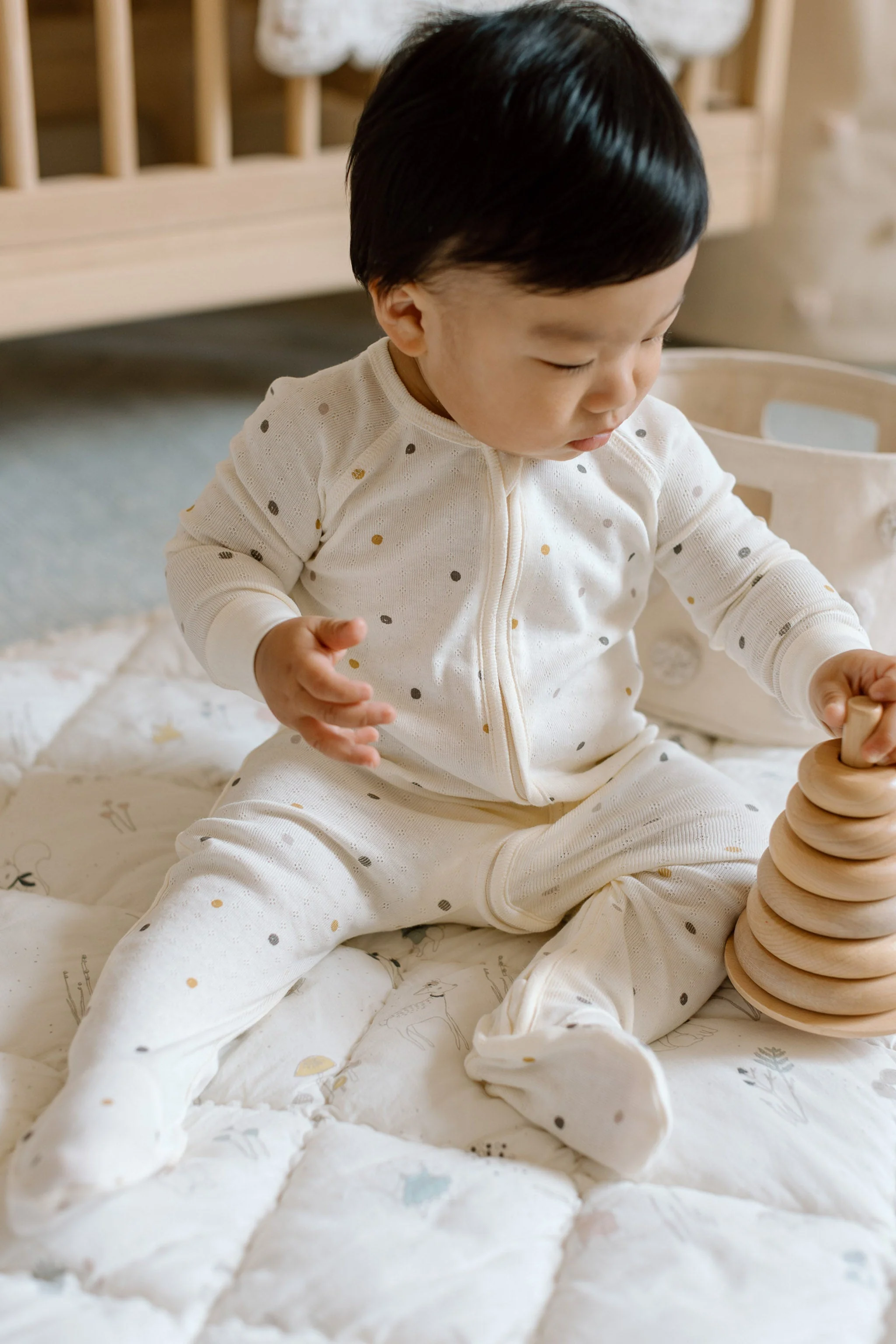 Pointelle Baby Sleeper - Polka Dotty - Image 3