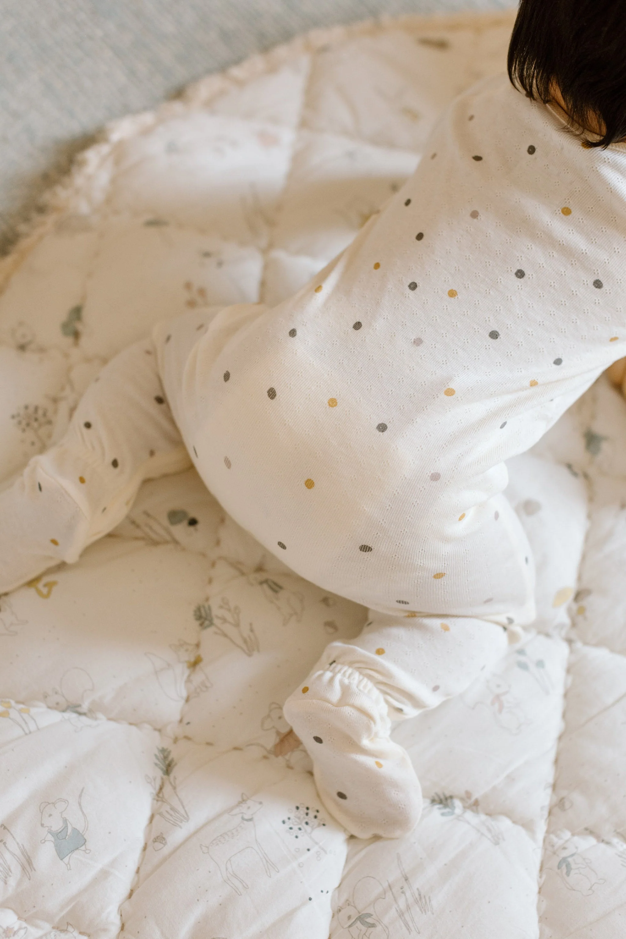 Pointelle Baby Sleeper - Polka Dotty - Image 4