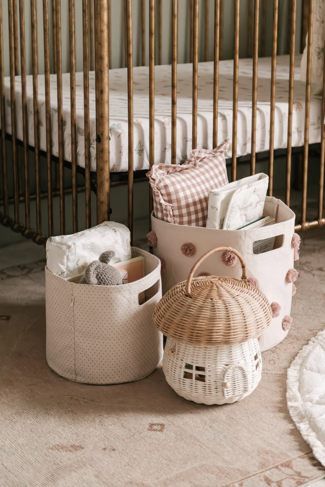 Pom Pom Basket Bin - Rose Pink - Image 2