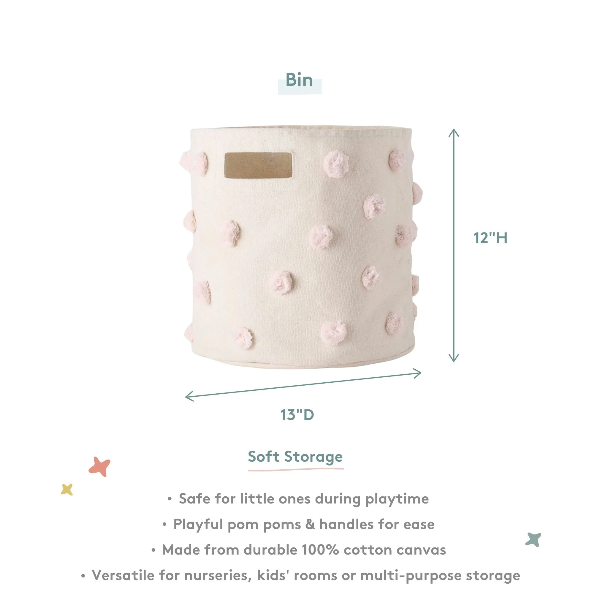 Pom Pom Basket Bin - Blush - Image 3