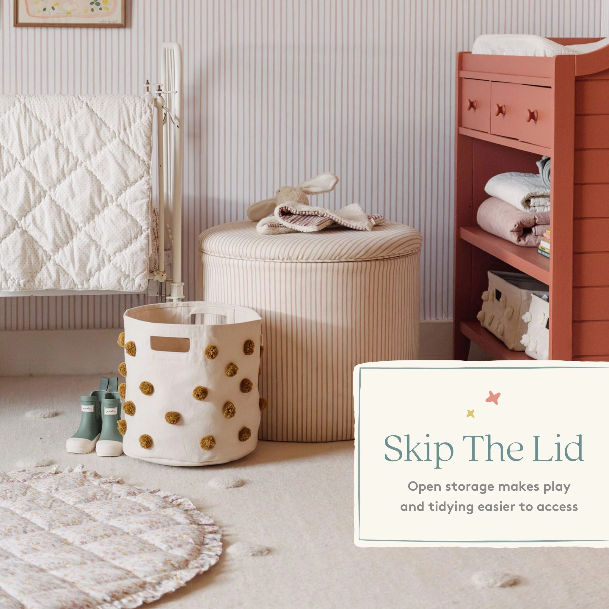 Pom Pom Basket Bin - Blush - Image 4