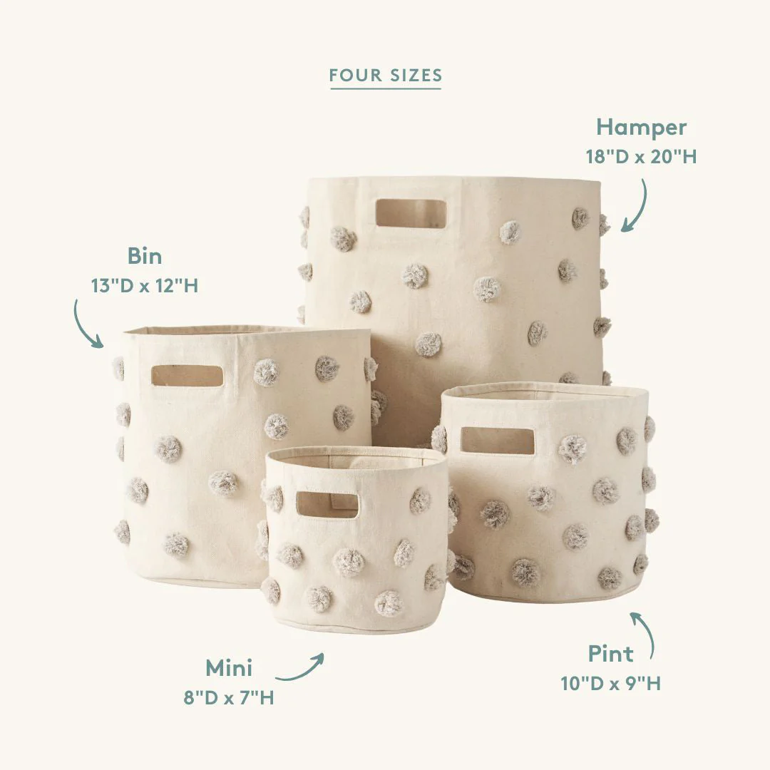 Pom Pom Basket Bin - Grey - Image 5