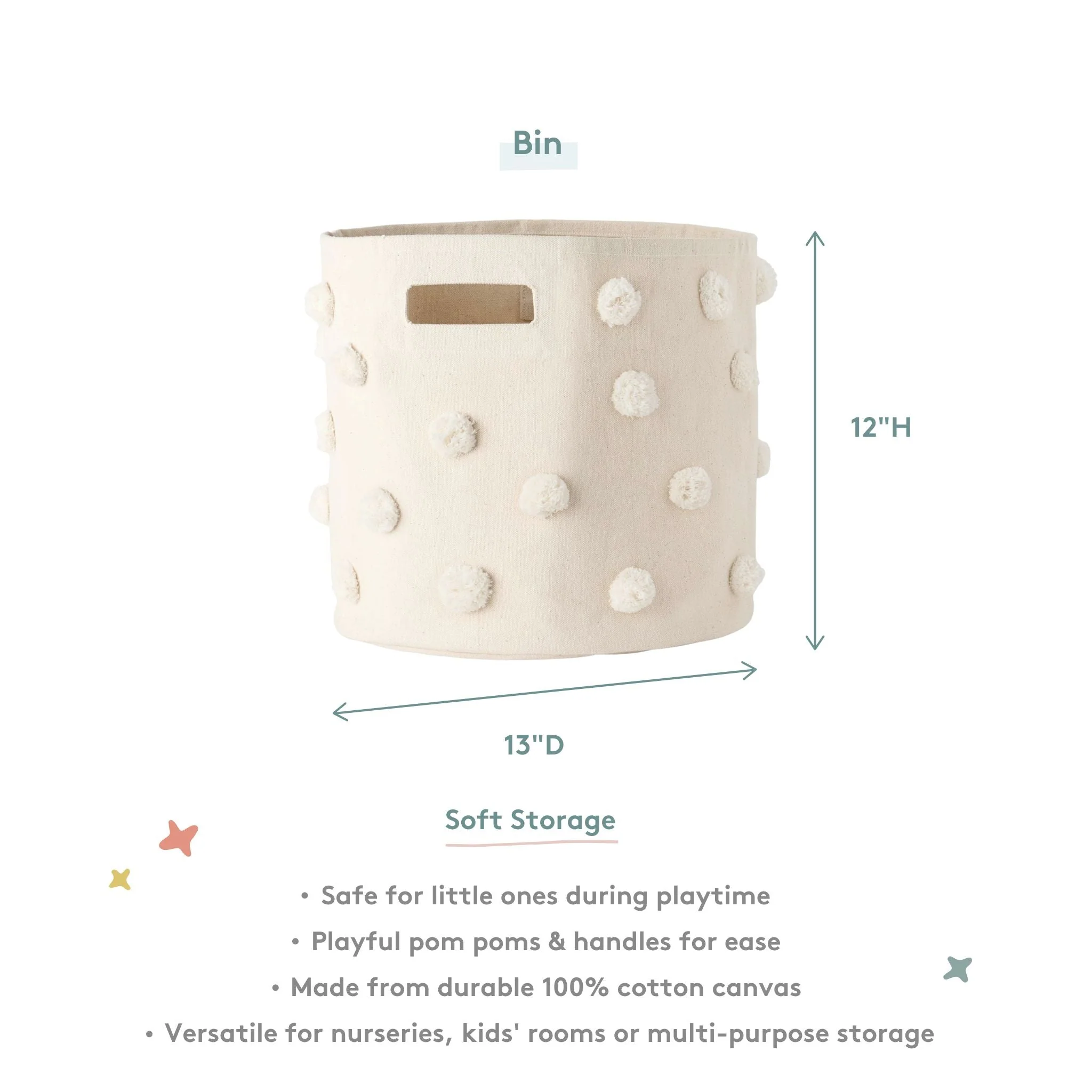 Pom Pom Basket Bin - Natural - Image 4