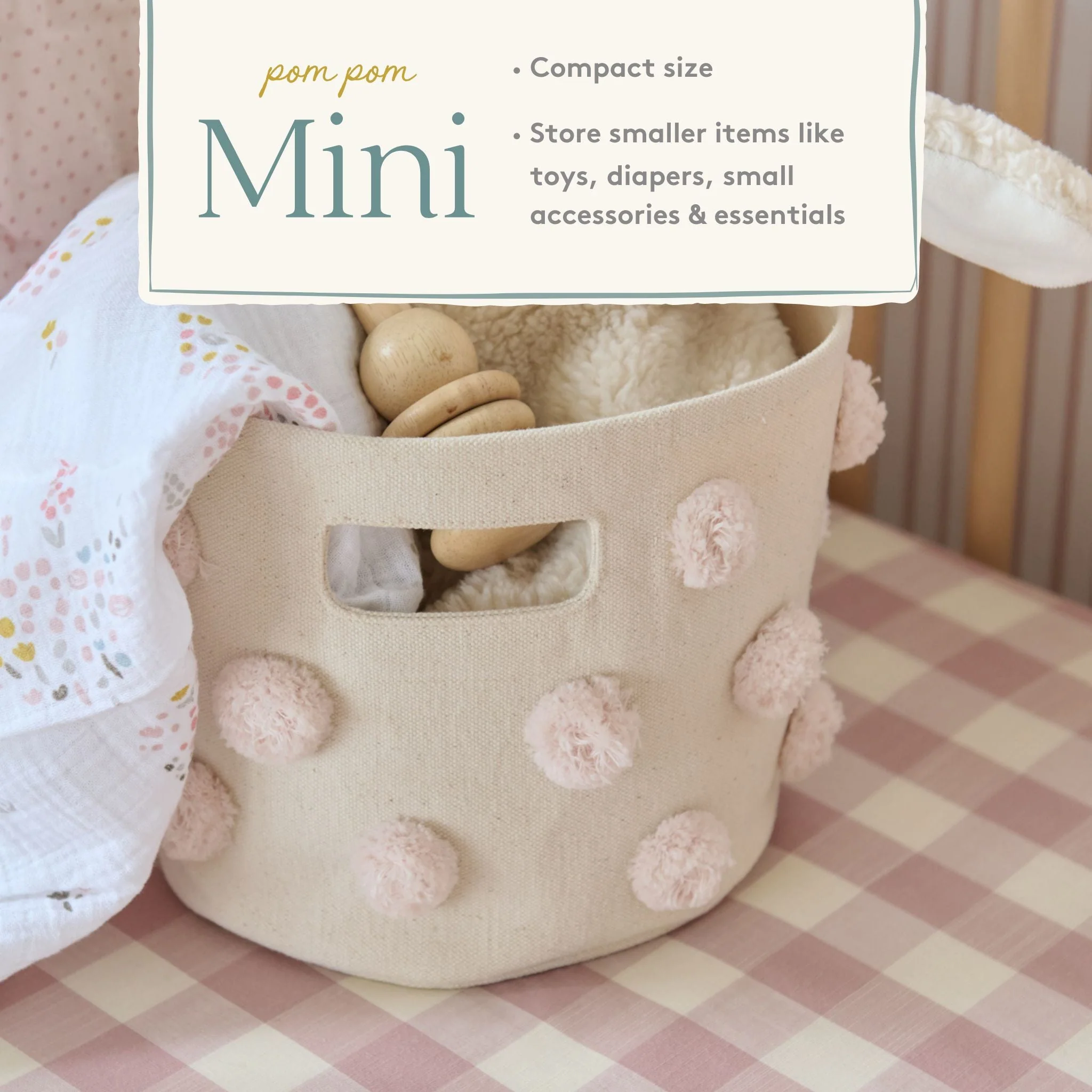 Pom Pom Basket Mini - Blush - Image 2