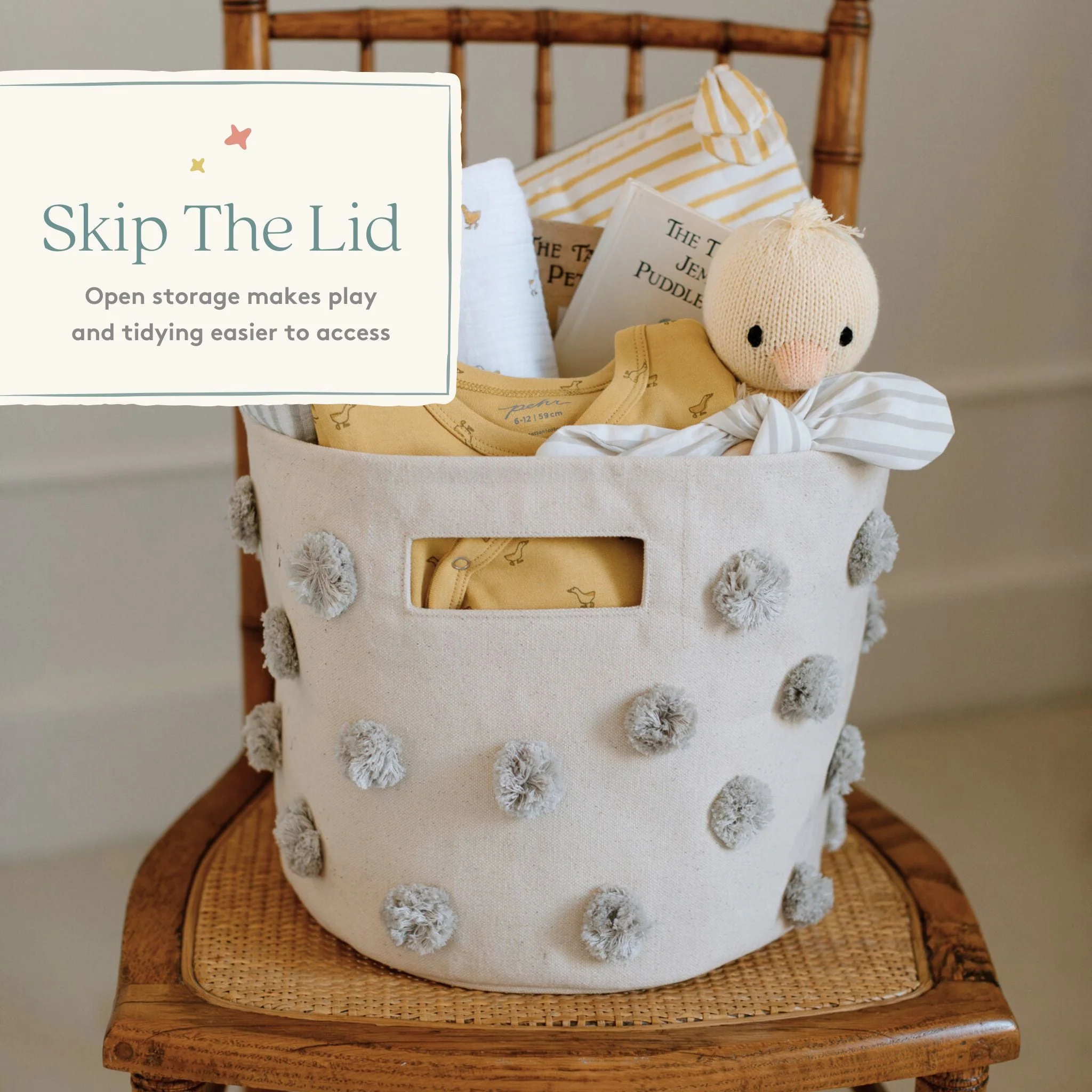 Pom Pom Basket Pint - Grey - Image 3
