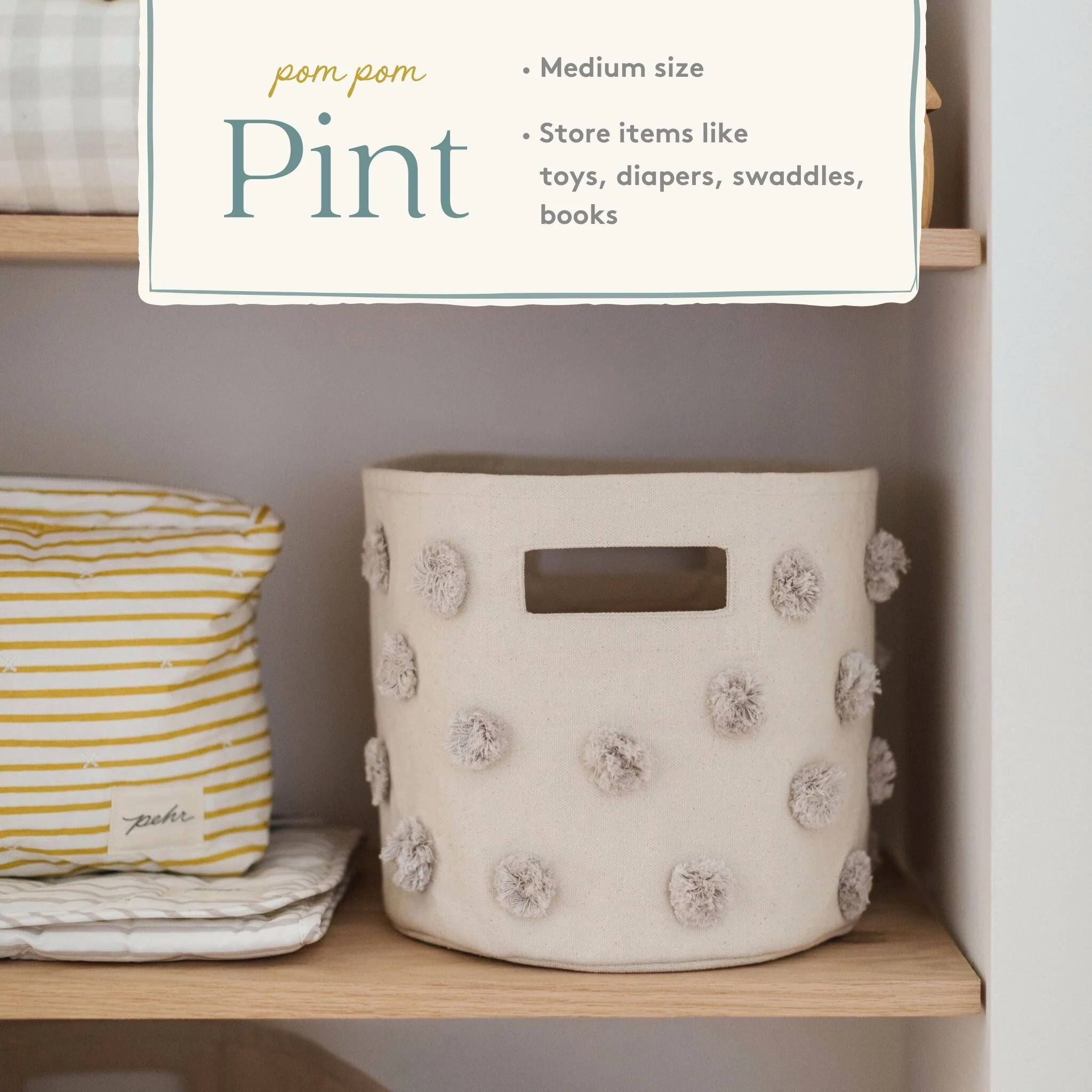 Pom Pom Basket Pint - Grey - Image 4