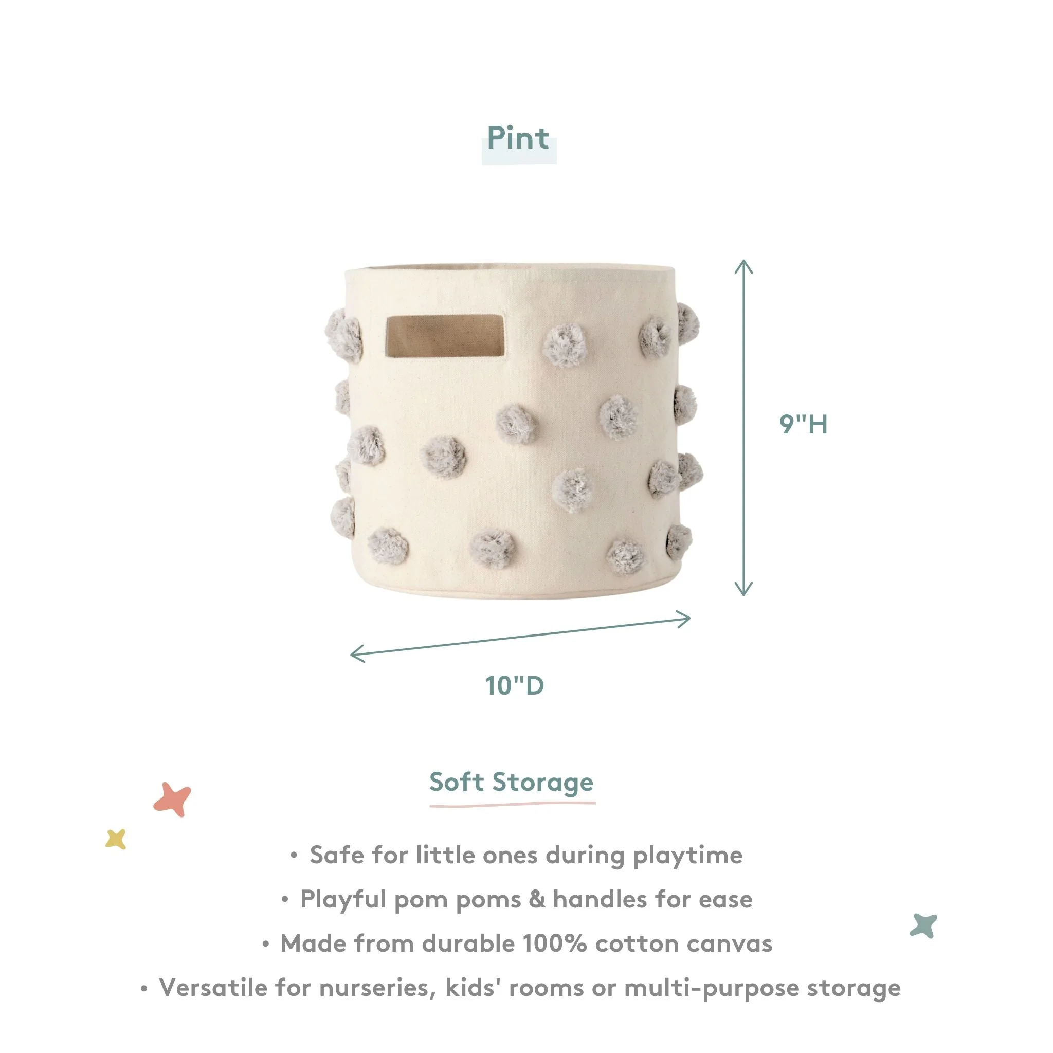 Pom Pom Basket Pint - Grey - Image 5