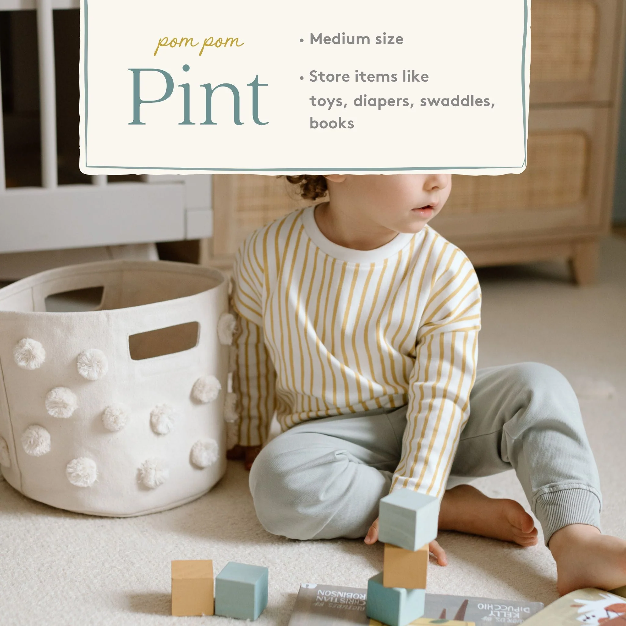 Pom Pom Basket Pint - Natural - Image 8