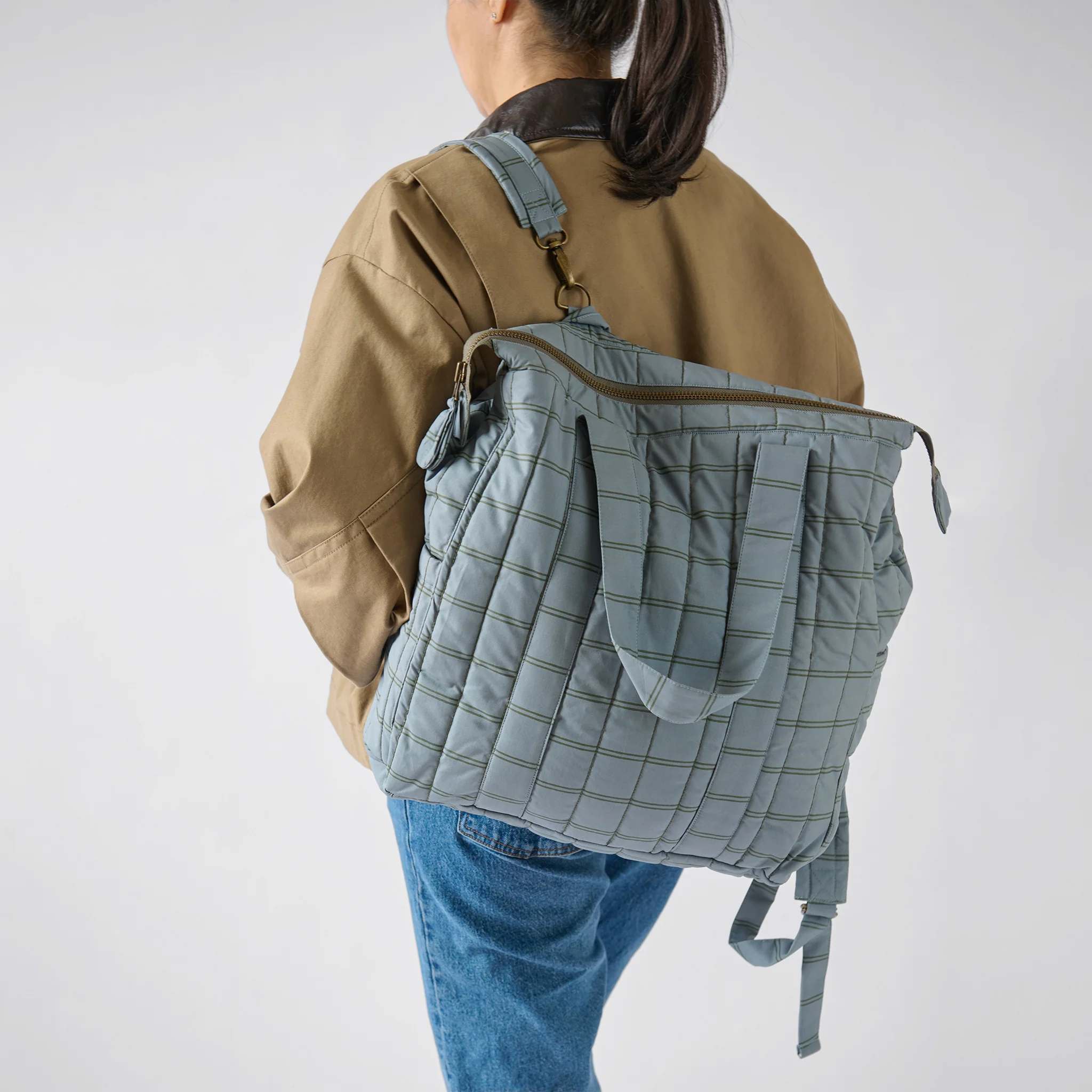 Printed Convertible Diaper Bag - Windowpane - Image 3