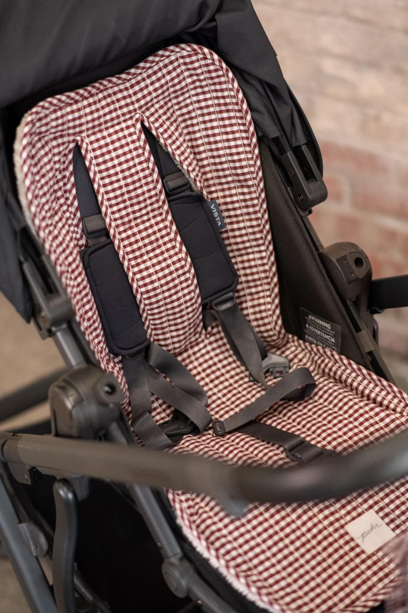 Reversible Stroller Insert - Gingham Mulberry/Sherpa - Image 2
