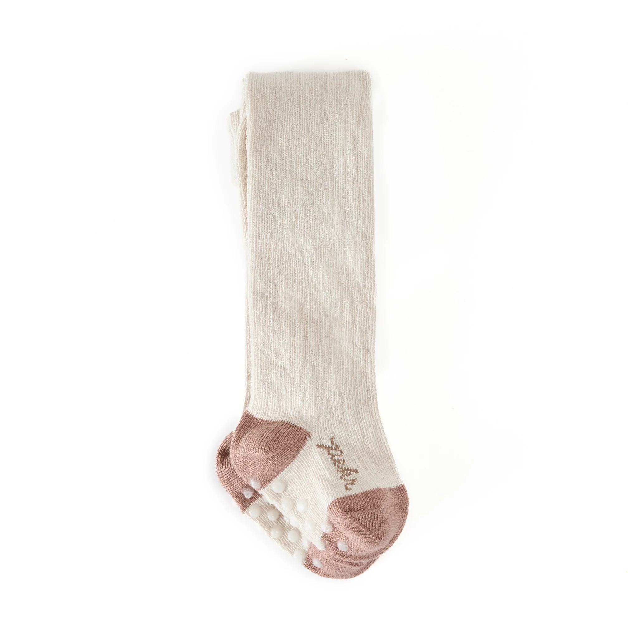 Ribbed Tights with Grips - Natural